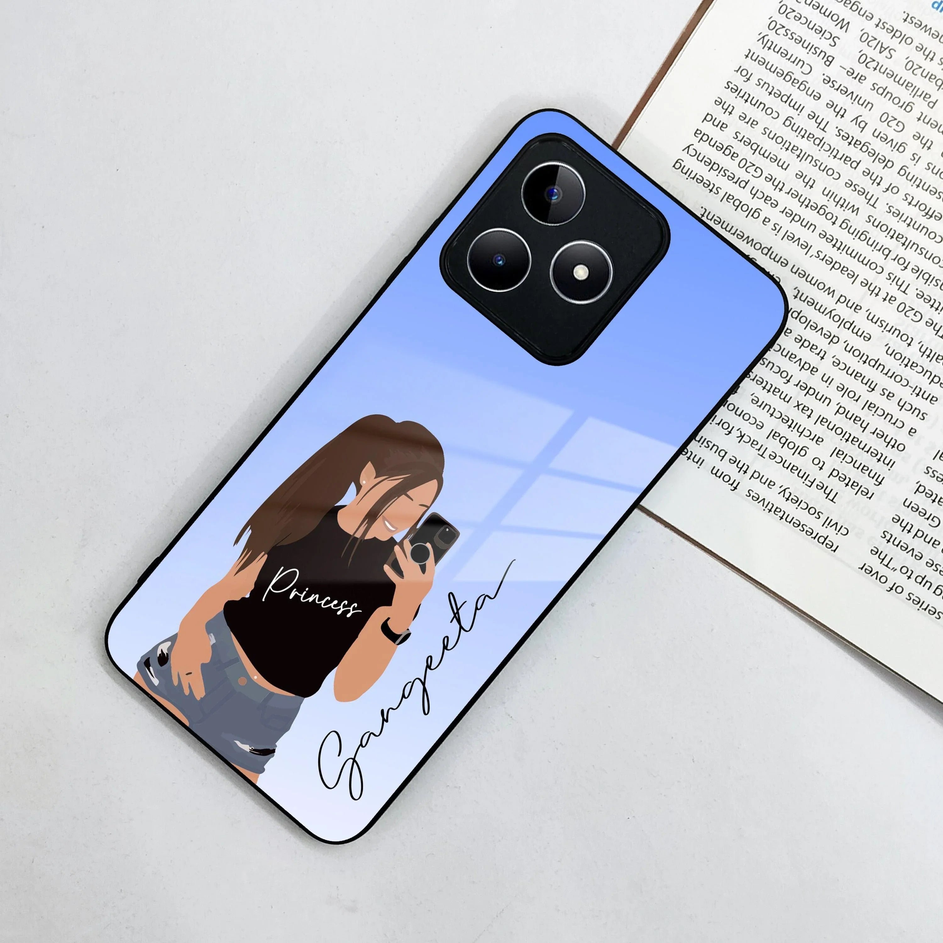 Mobile Girl Glass Case Cover For Realme/Narzo - ShopOnCliQ