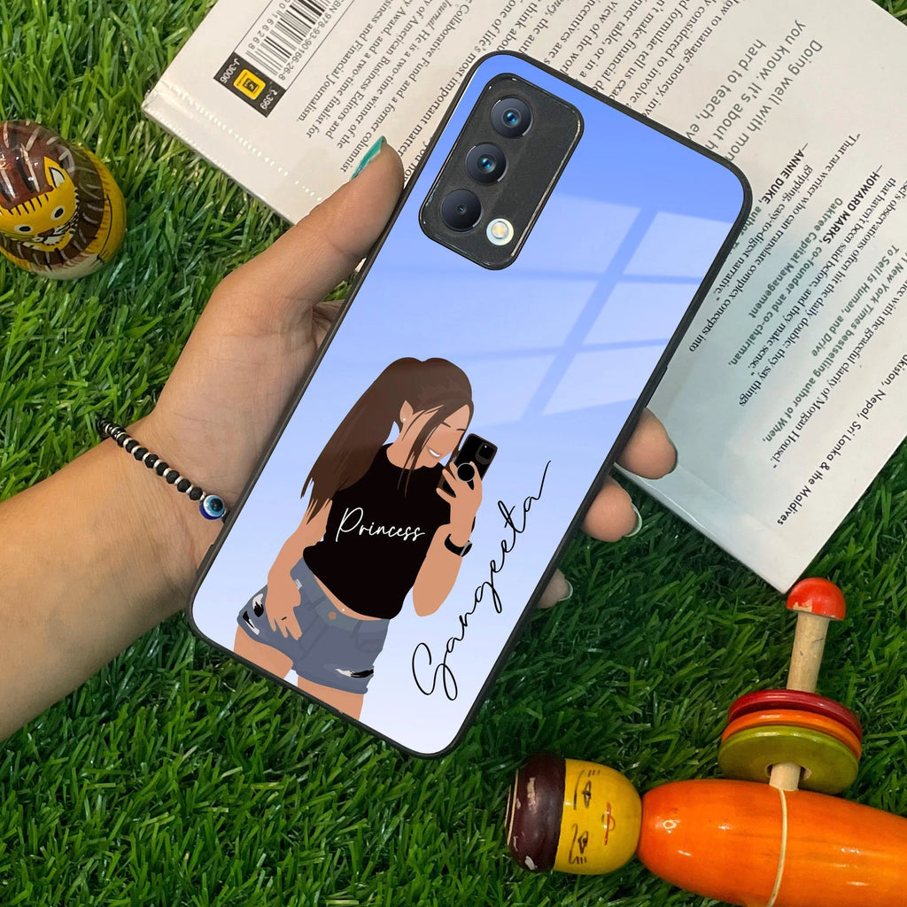 Mobile Girl Glass Case Cover For Realme/Narzo - ShopOnCliQ
