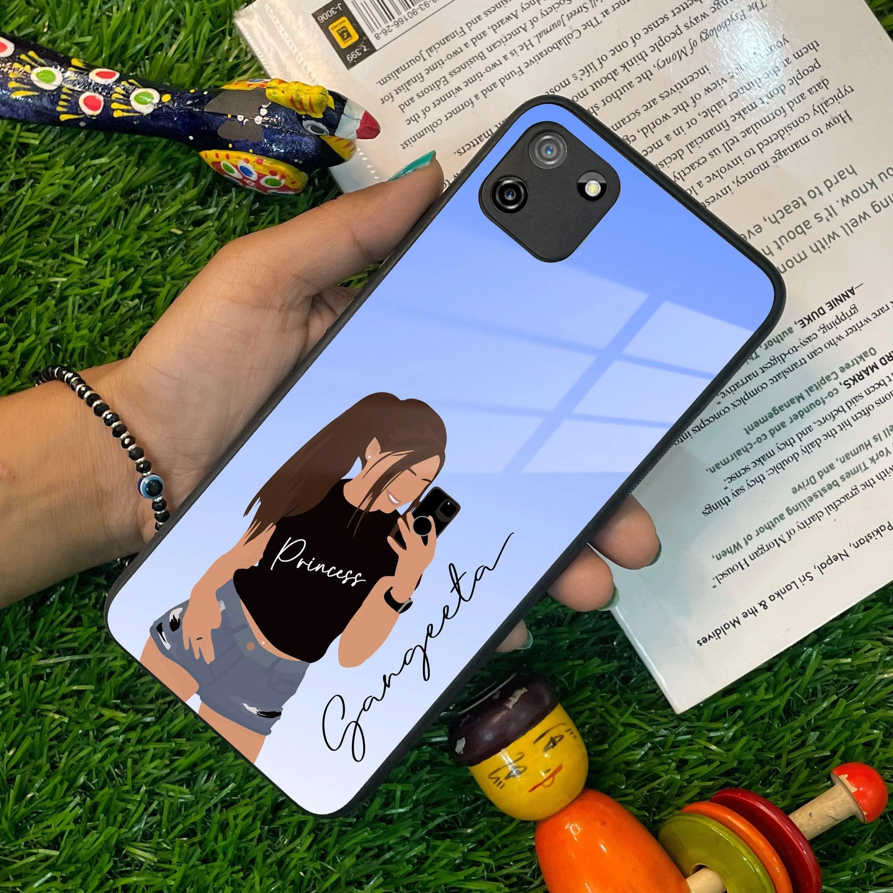 Mobile Girl Glass Case Cover For Realme/Narzo - ShopOnCliQ