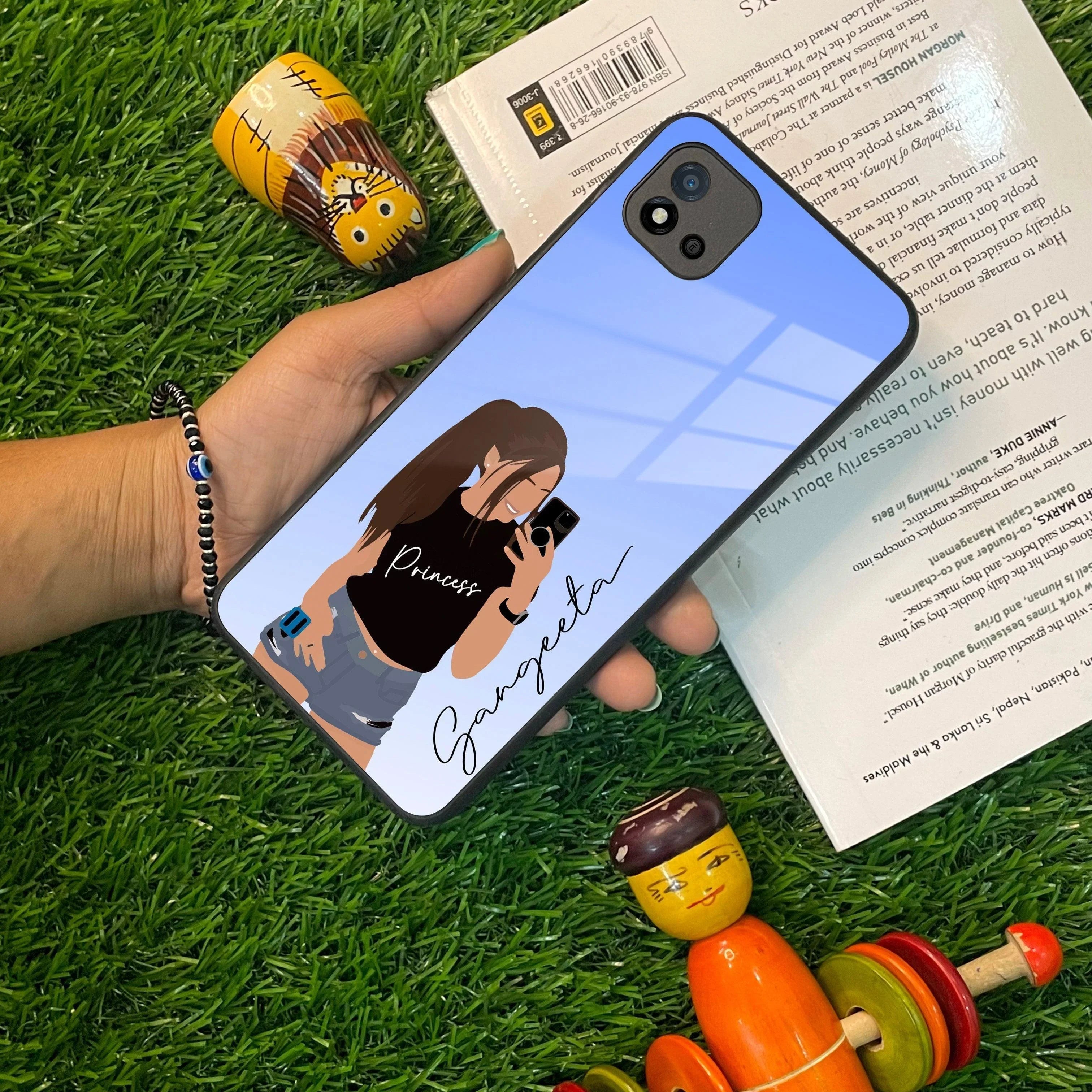 Mobile Girl Glass Case Cover For Realme/Narzo - ShopOnCliQ