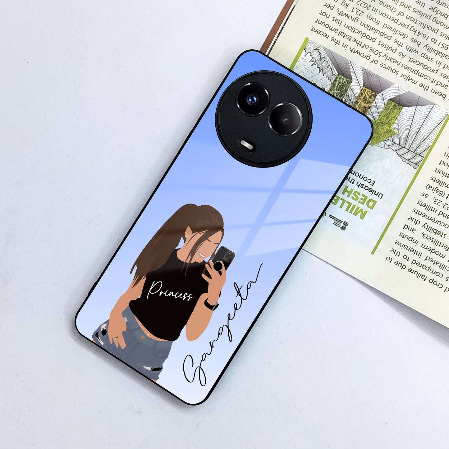 Mobile Girl Glass Case Cover For Realme/Narzo ShopOnCliQ