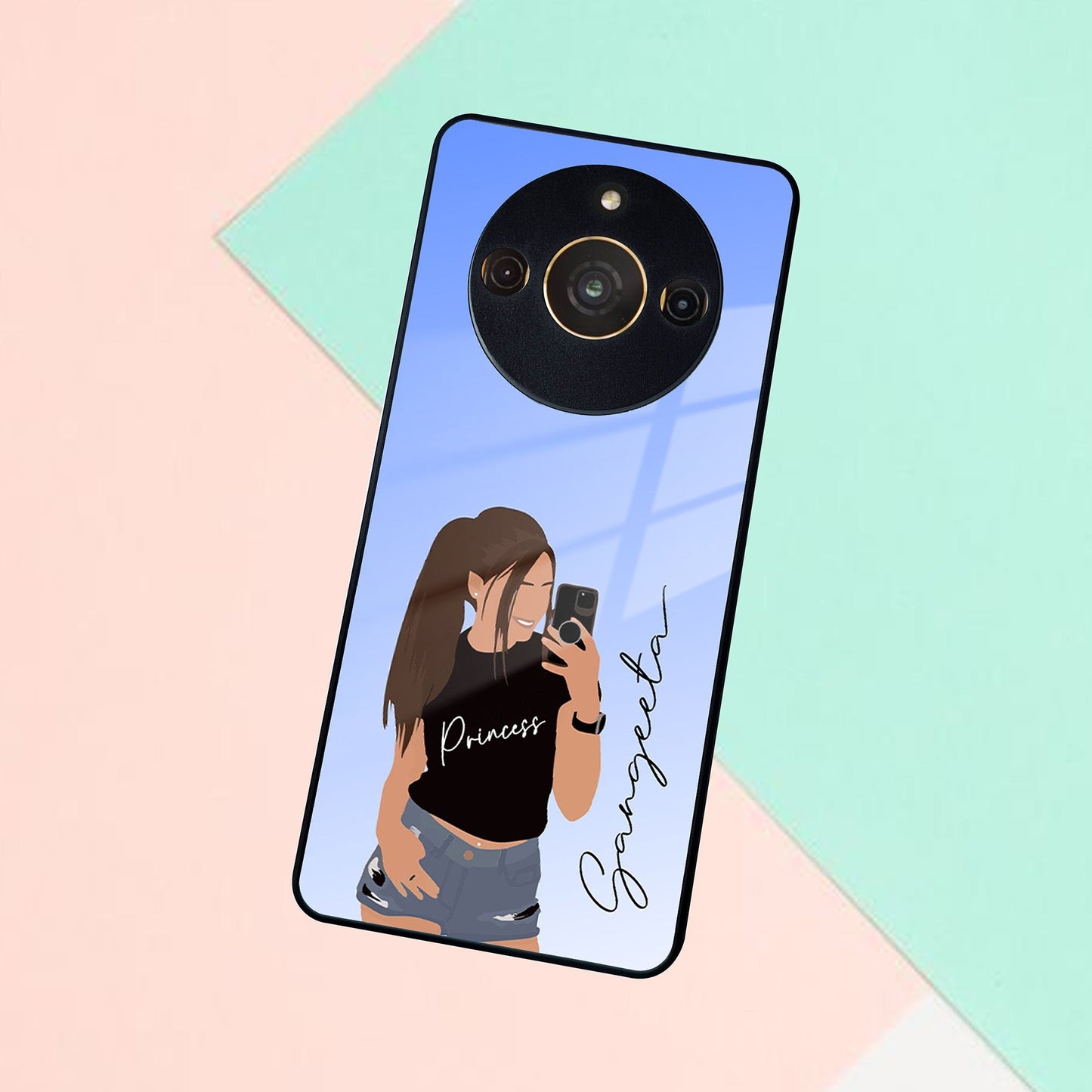Mobile Girl Glass Case Cover For Realme/Narzo ShopOnCliQ