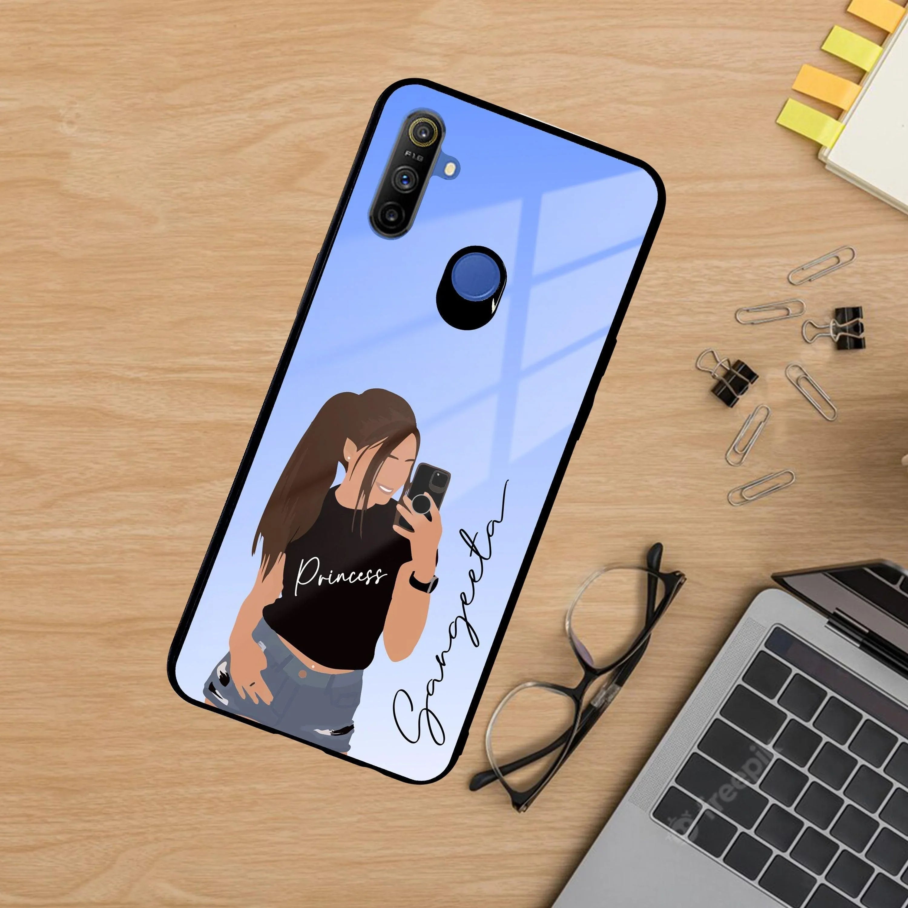 Mobile Girl Glass Case Cover For Realme/Narzo - ShopOnCliQ