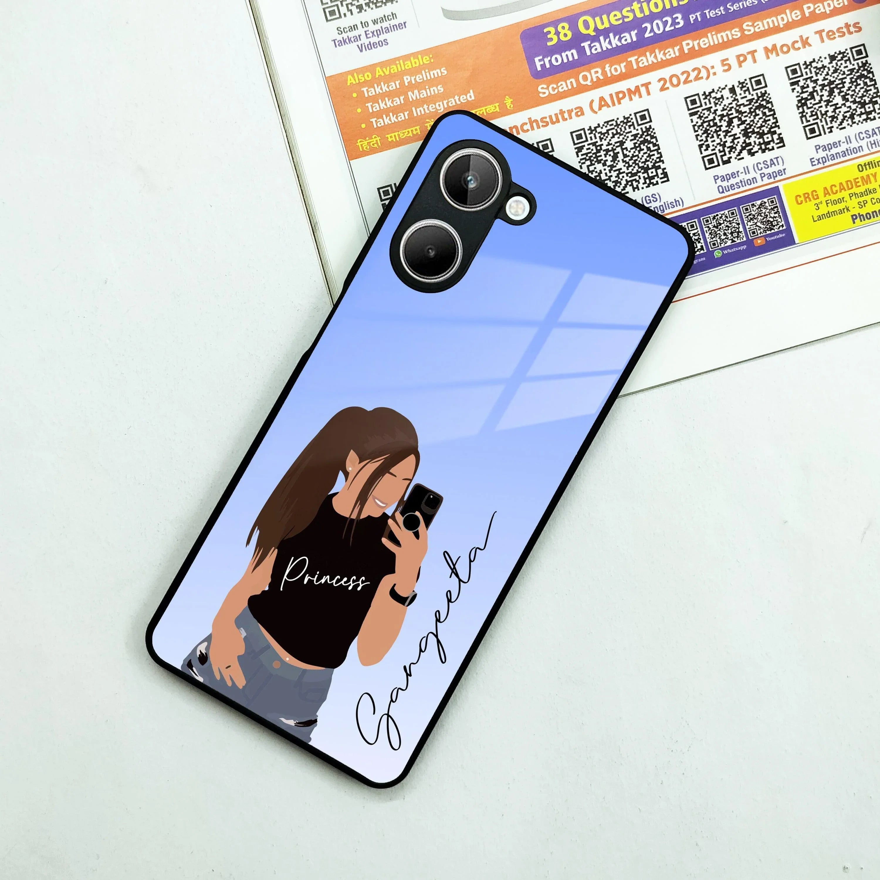 Mobile Girl Glass Case Cover For Realme/Narzo - ShopOnCliQ