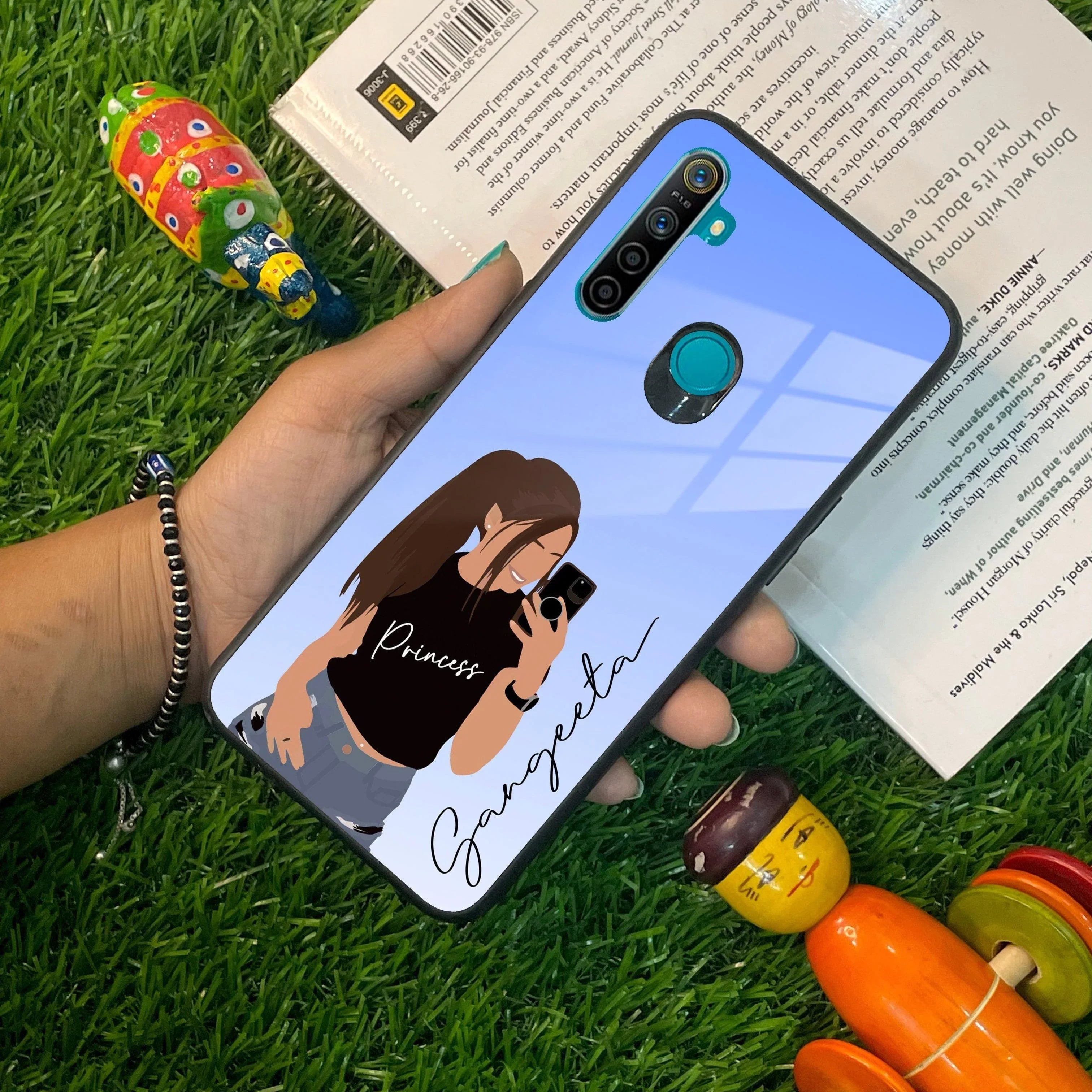 Mobile Girl Glass Case Cover For Realme/Narzo - ShopOnCliQ