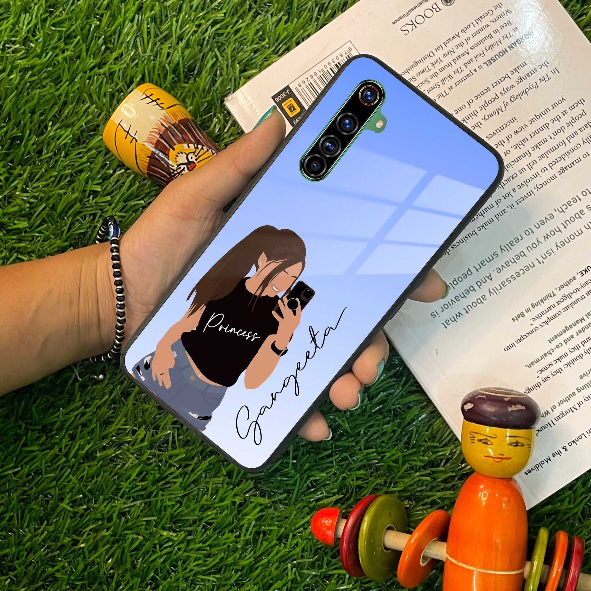 Mobile Girl Glass Case Cover For Realme/Narzo ShopOnCliQ