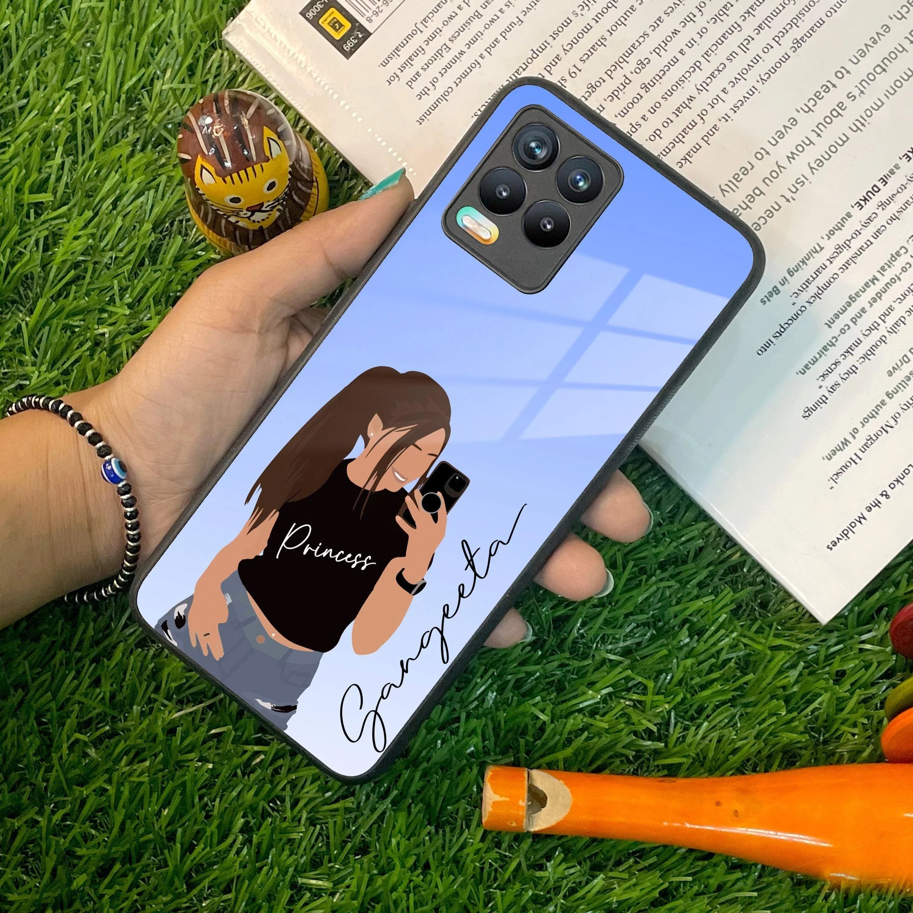 Mobile Girl Glass Case Cover For Realme/Narzo - ShopOnCliQ