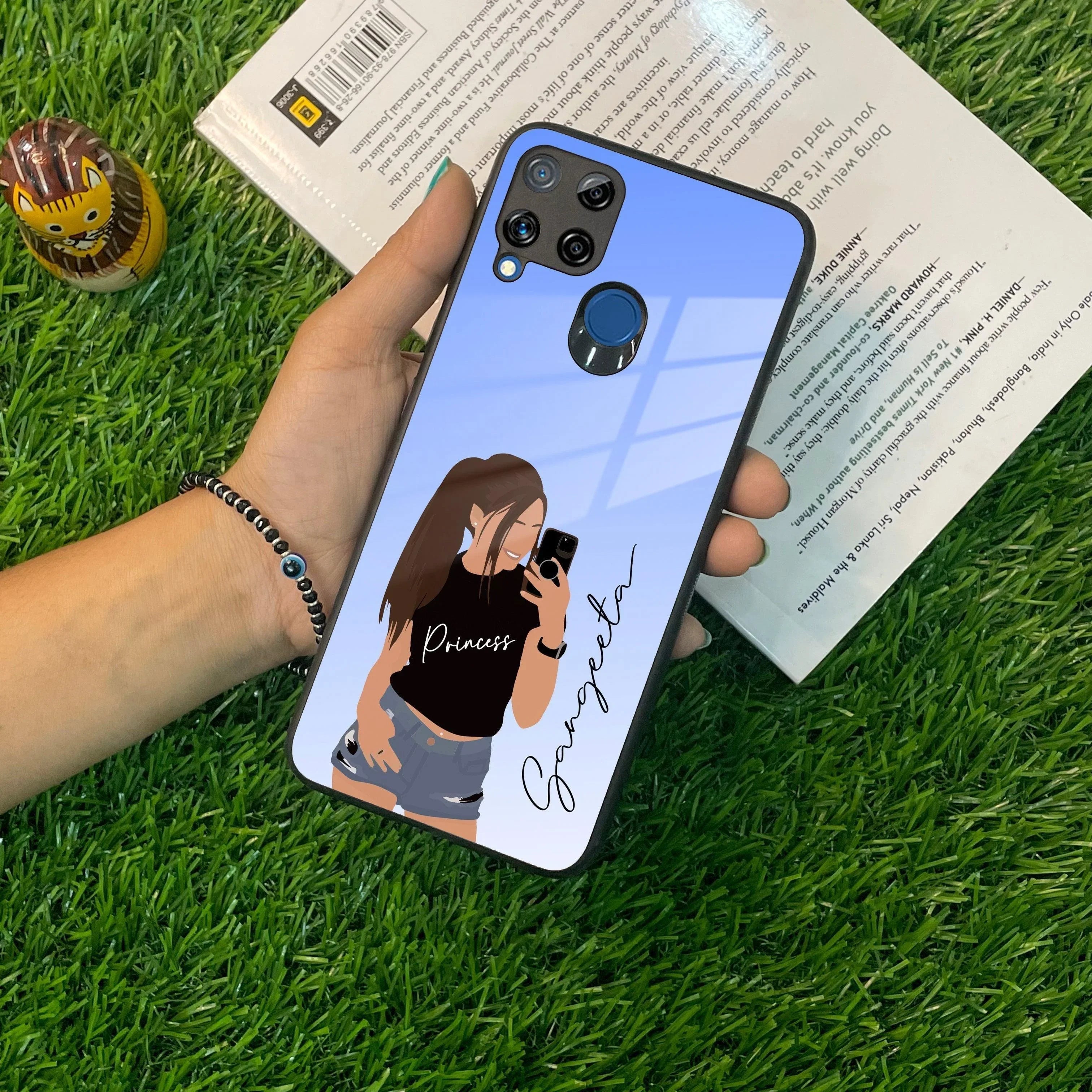 Mobile Girl Glass Case Cover For Realme/Narzo - ShopOnCliQ