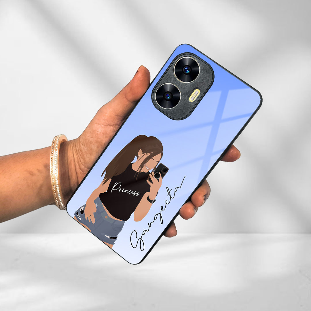 Mobile Girl Glass Case Cover For Realme/Narzo ShopOnCliQ