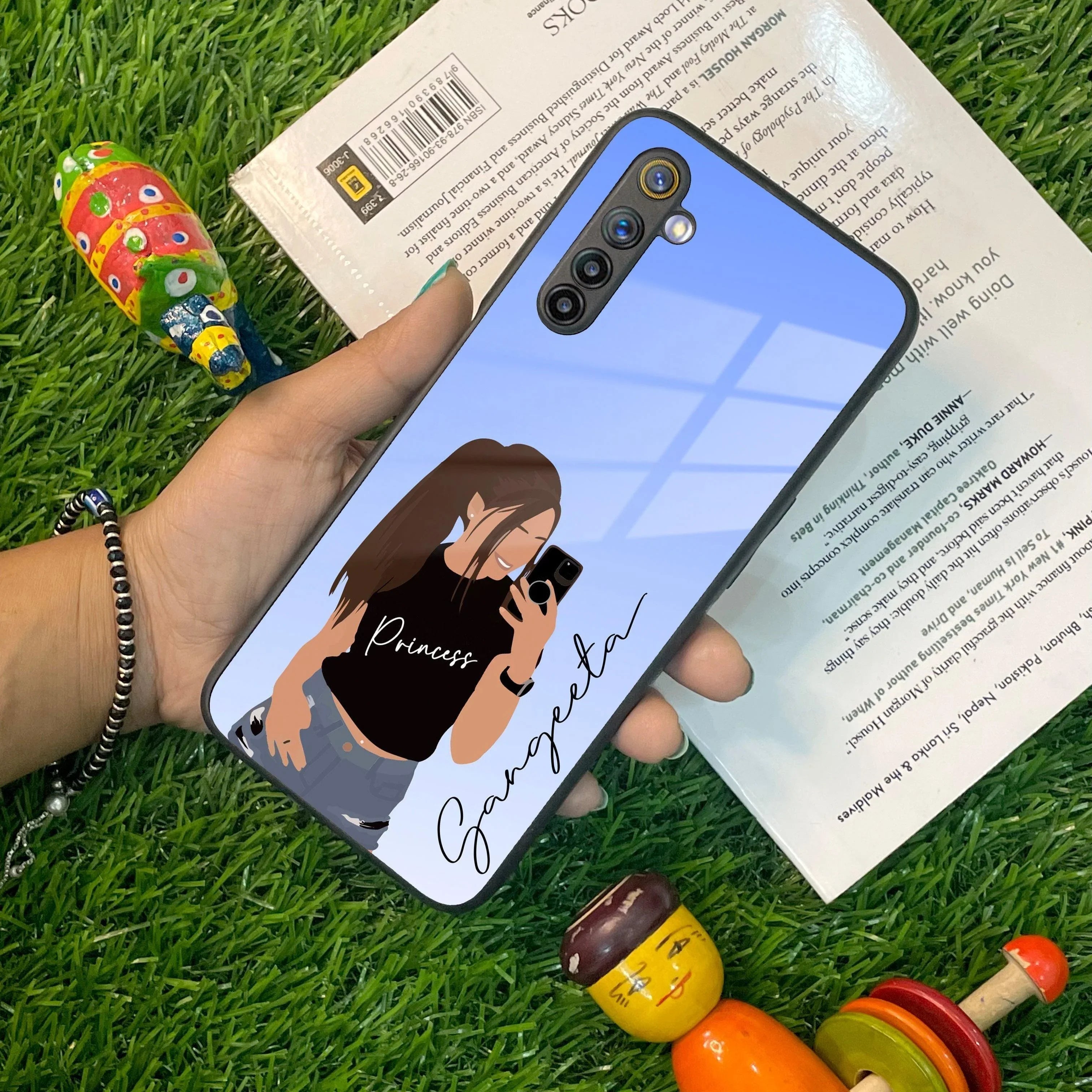 Mobile Girl Glass Case Cover For Realme/Narzo - ShopOnCliQ