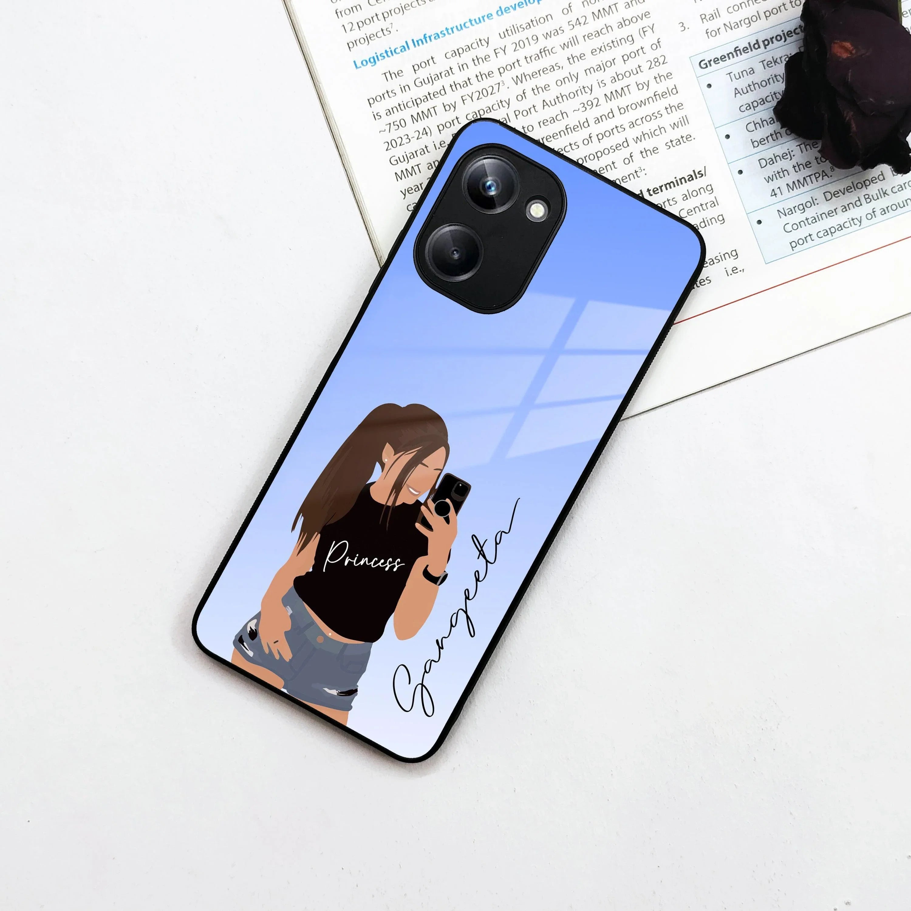 Mobile Girl Glass Case Cover For Realme/Narzo - ShopOnCliQ