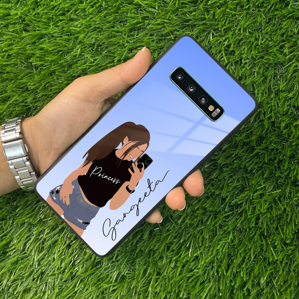 Mobile Girl Glass Case Cover For Samsung - ShopOnCliQ
