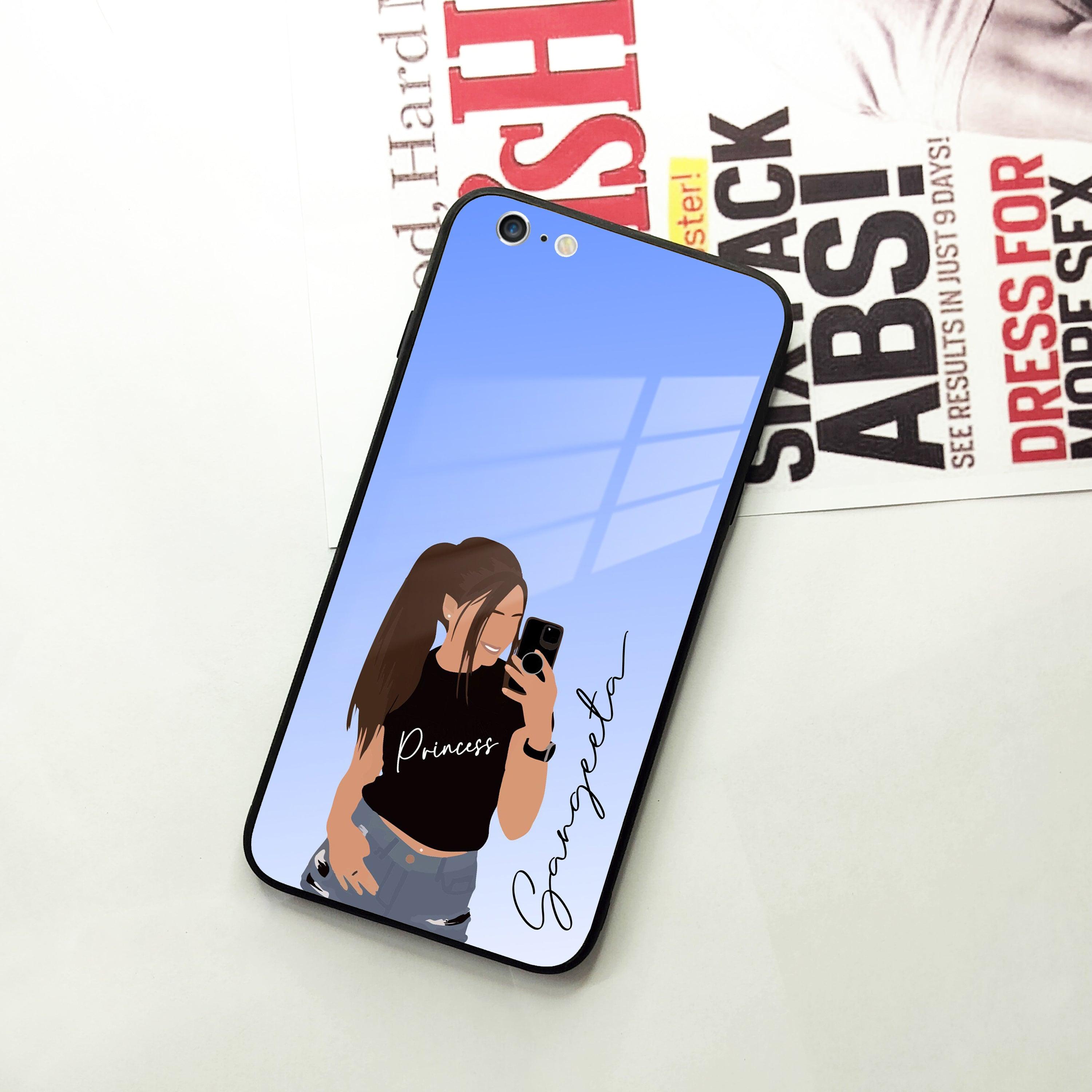 Mobile Girl Glass Case Cover For iPhone - ShopOnCliQ