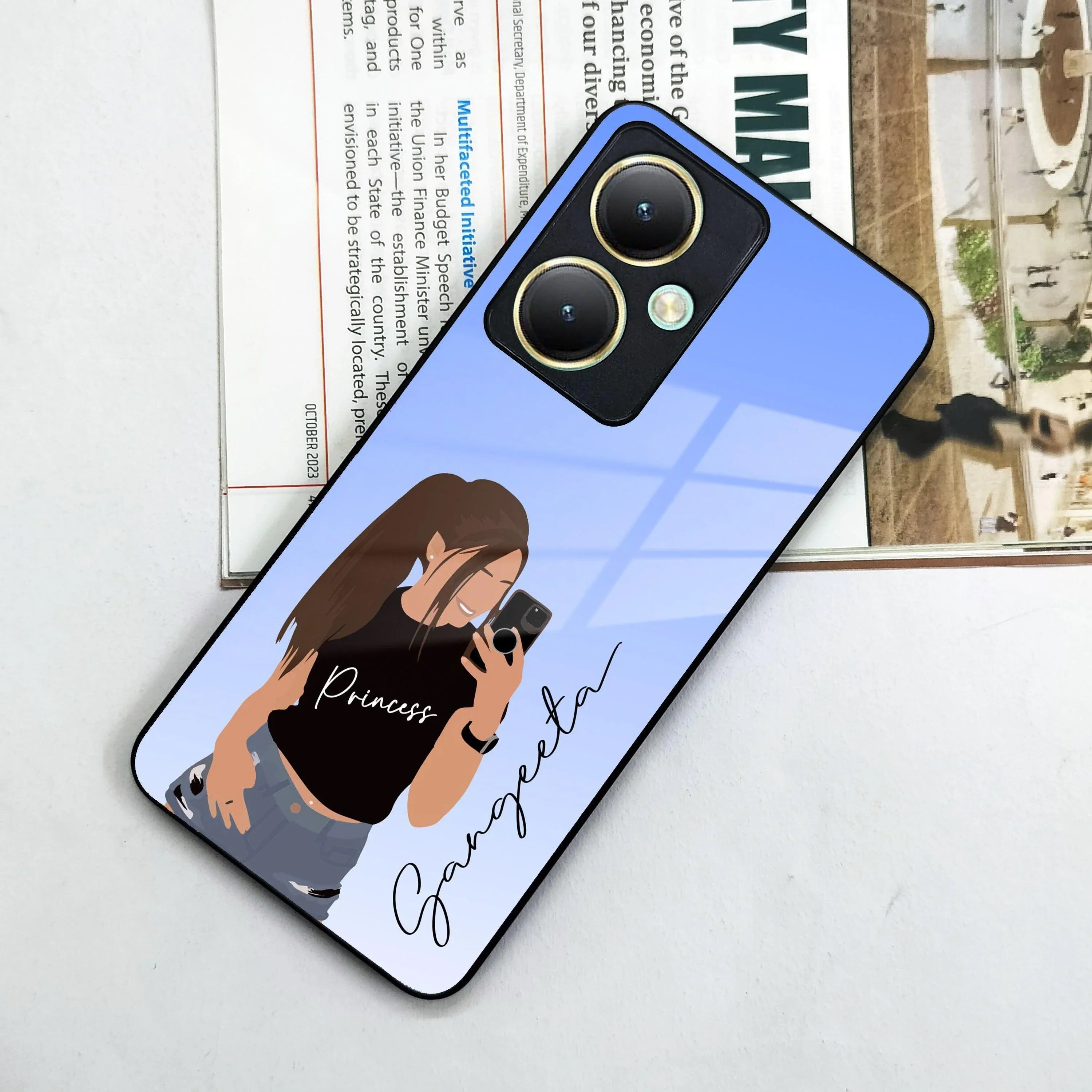 Mobile Girl Glass Case For Vivo - ShopOnCliQ