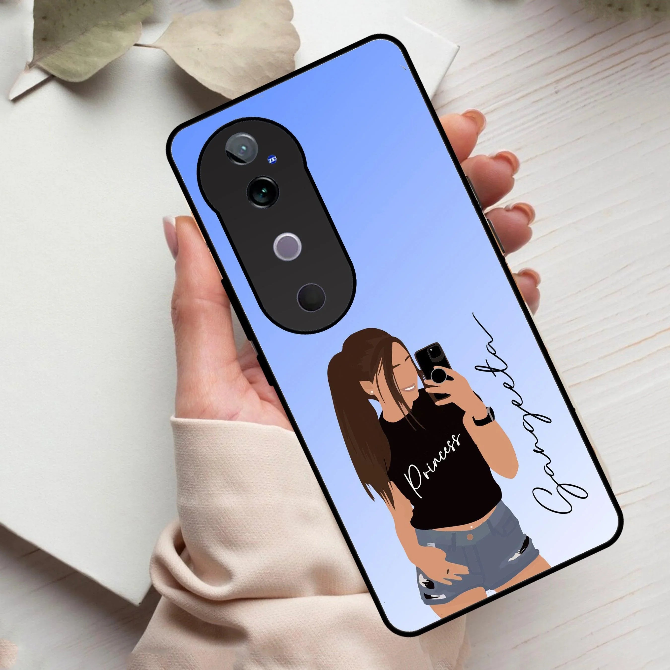 Mobile Girl Glass Case For Vivo - ShopOnCliQ