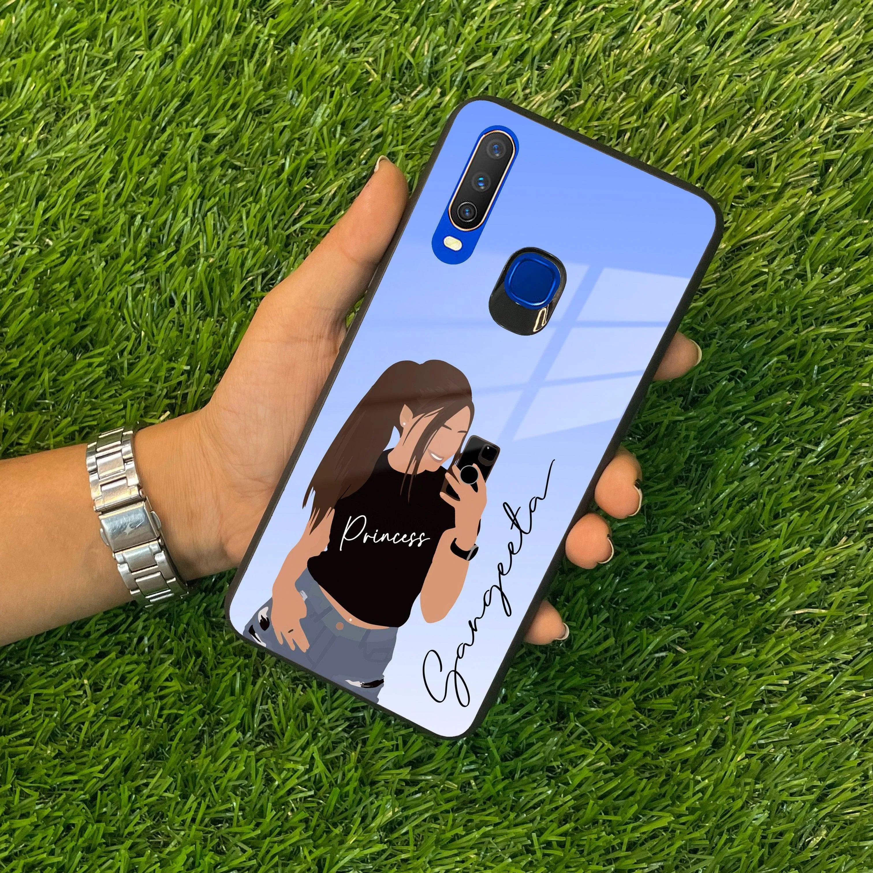 Mobile Girl Glass Case For Vivo - ShopOnCliQ