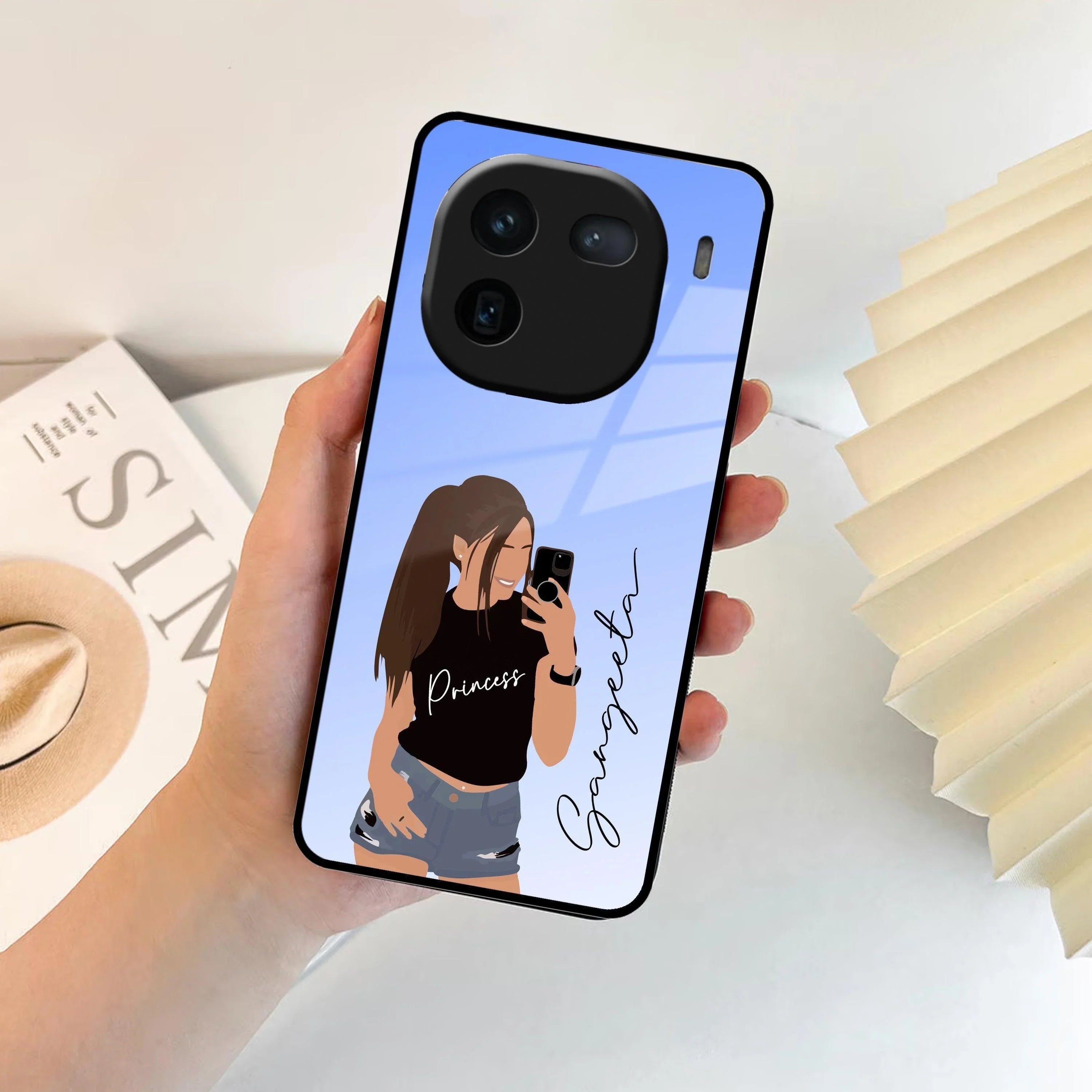 Mobile Girl Glass Case For iQOO - ShopOnCliQ