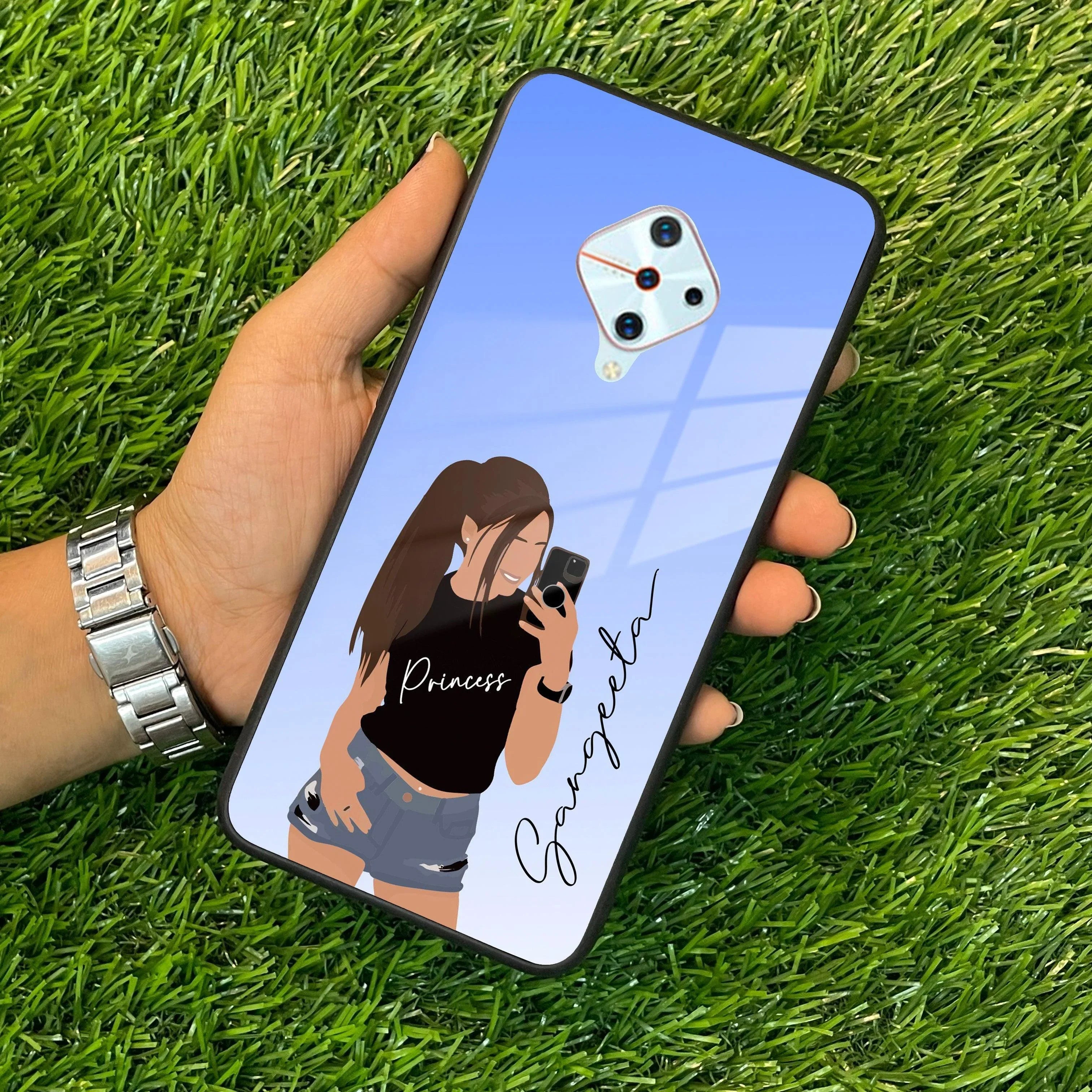 Mobile Girl Glass Case For Vivo - ShopOnCliQ