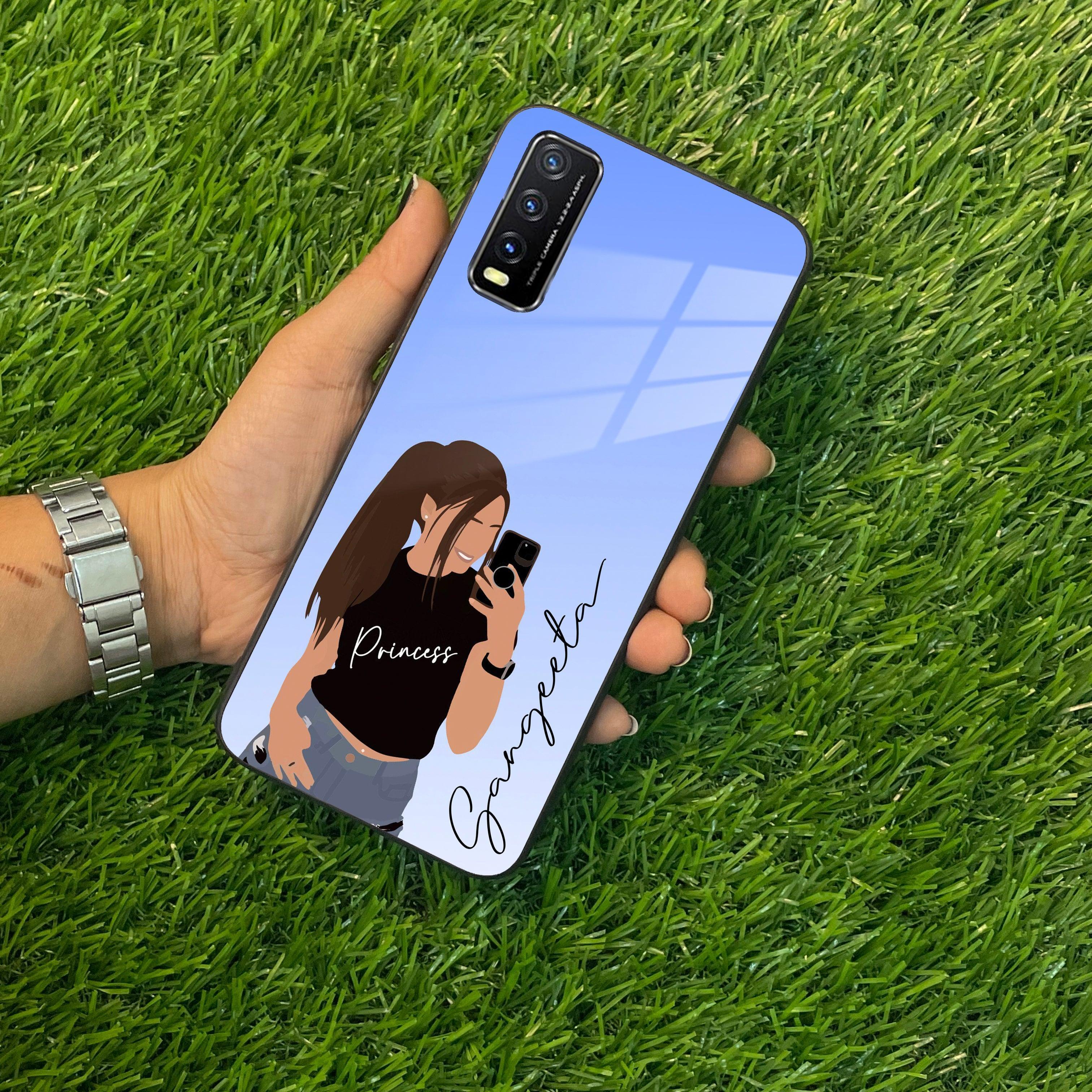 Mobile Girl Glass Case For Vivo - ShopOnCliQ