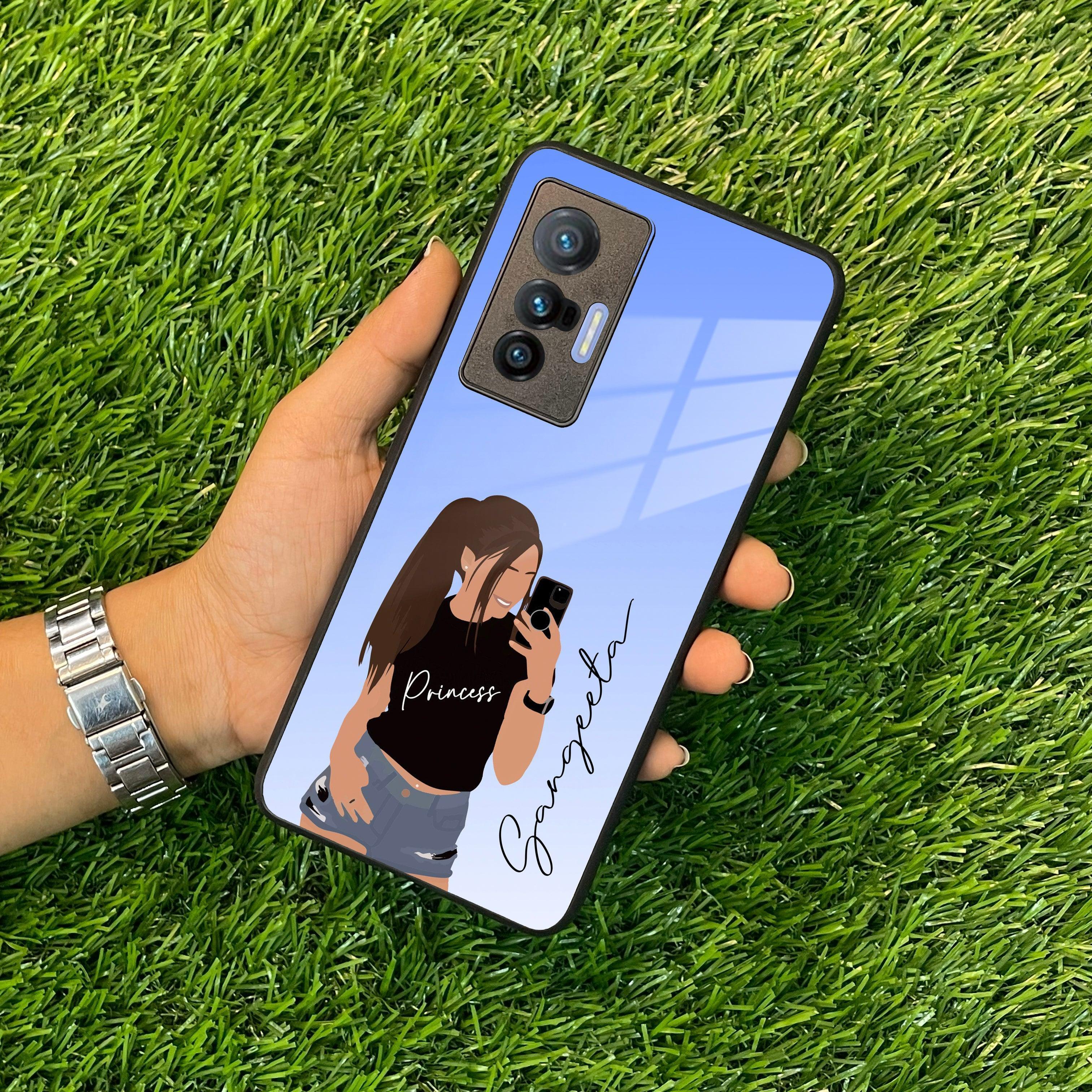 Mobile Girl Glass Case For Vivo - ShopOnCliQ