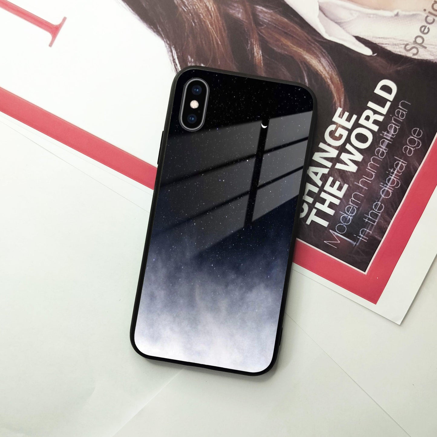 Moon Galaxy Glass Phone Case For iPhone