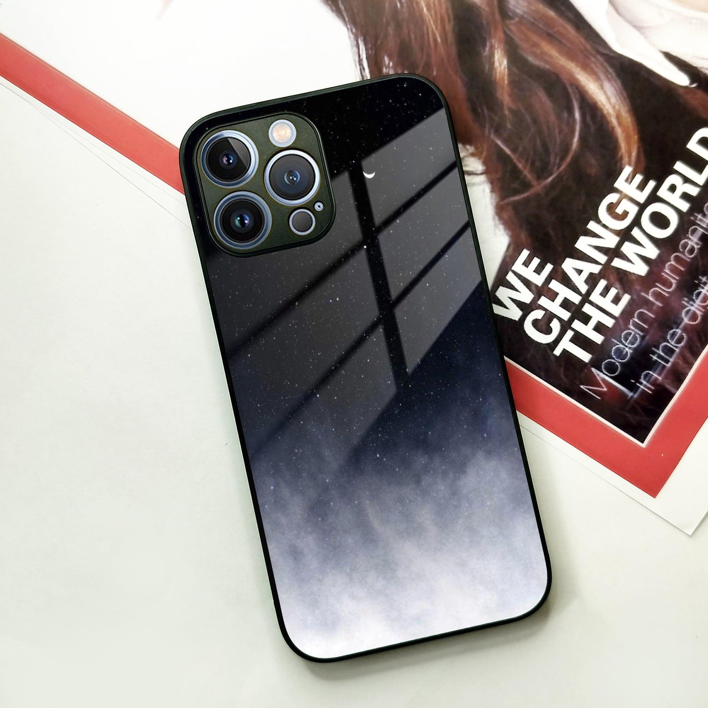 Moon Galaxy Glass Phone Case For iPhone