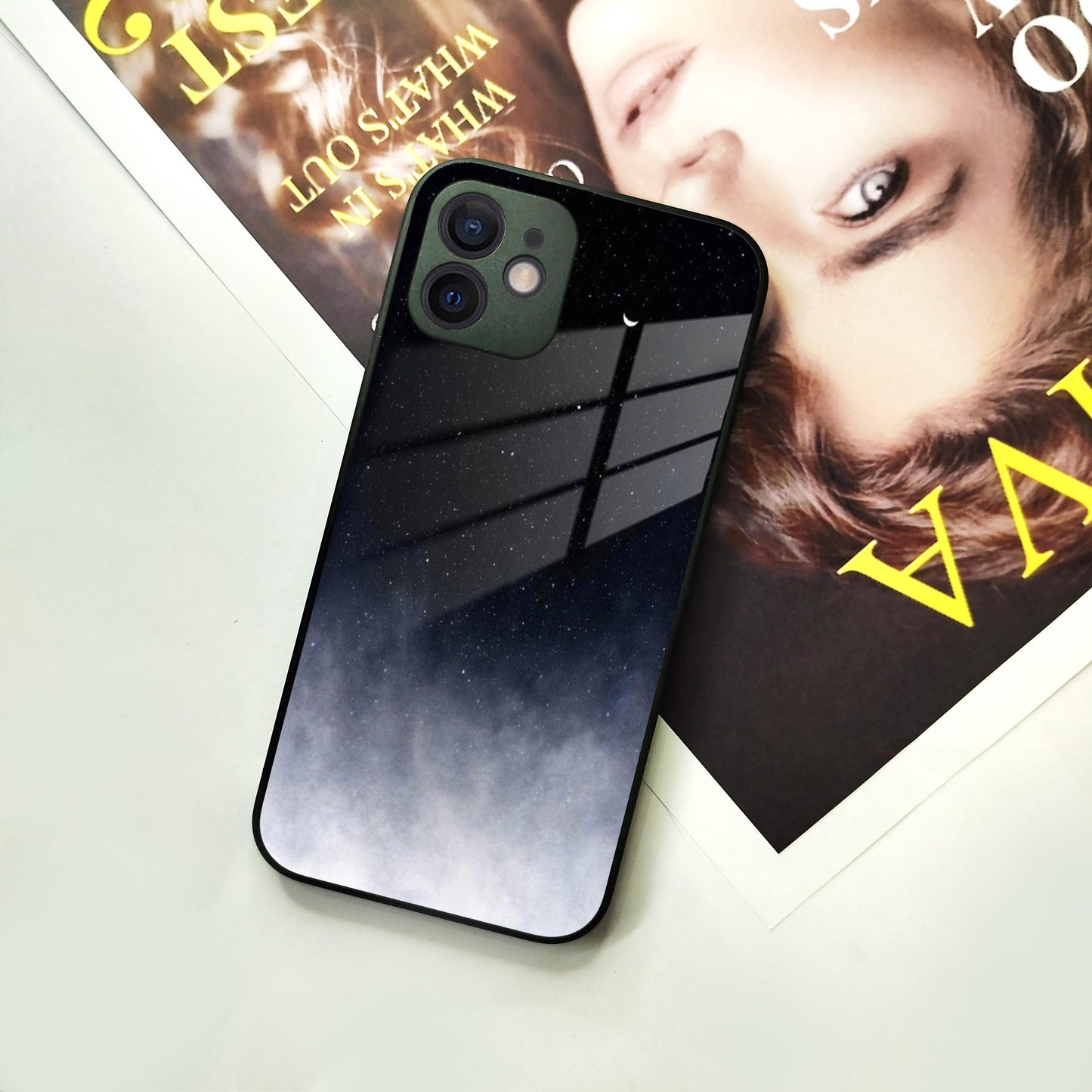 Moon Galaxy Glass Phone Case For iPhone