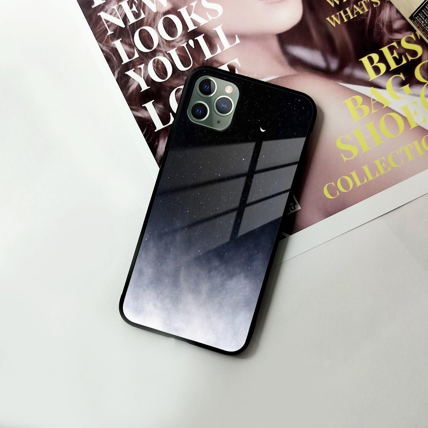 Moon Galaxy Glass Phone Case For iPhone