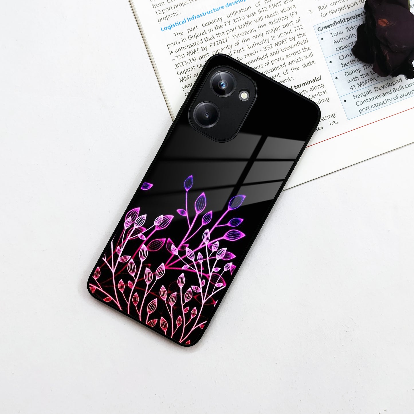 Multicolor Flower Print Glass Case Cover For Realme/Narzo