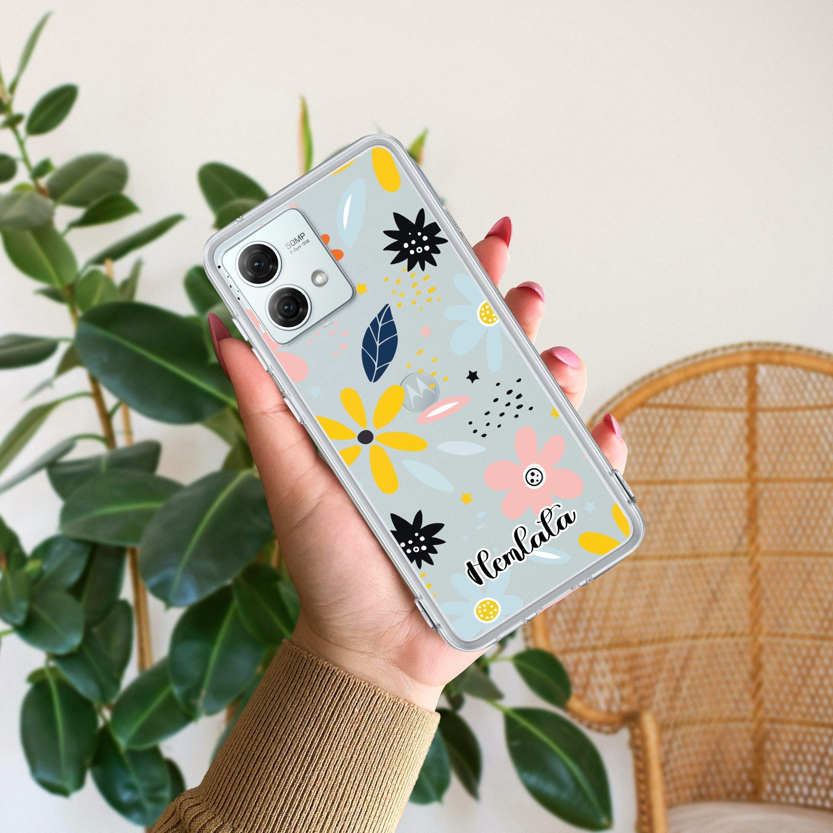 Multi Floral Customize Transparent Silicon Case For Motorola G85 5G