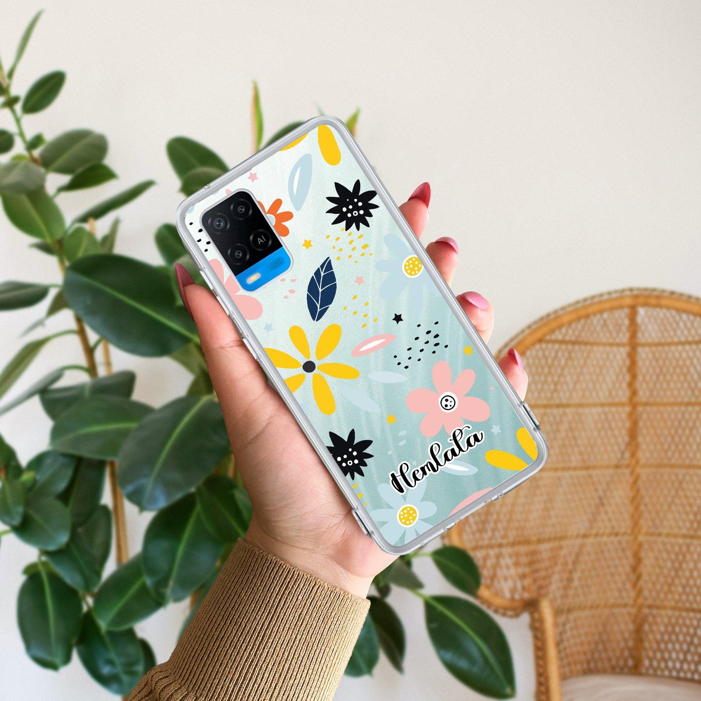 Multi Floral Customize Transparent Silicon Case For Oppo