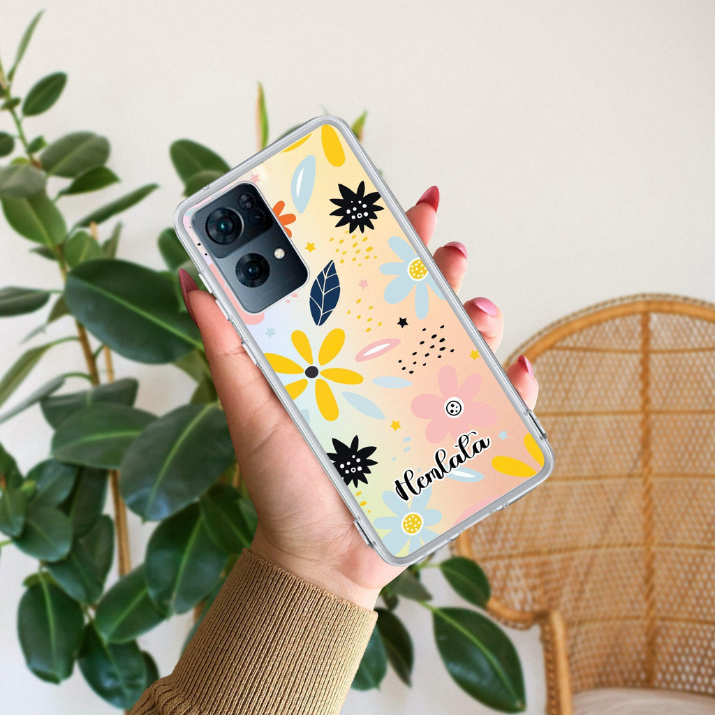 Multi Floral Customize Anti Yellow Case For Oppo Reno 7 Pro 5G