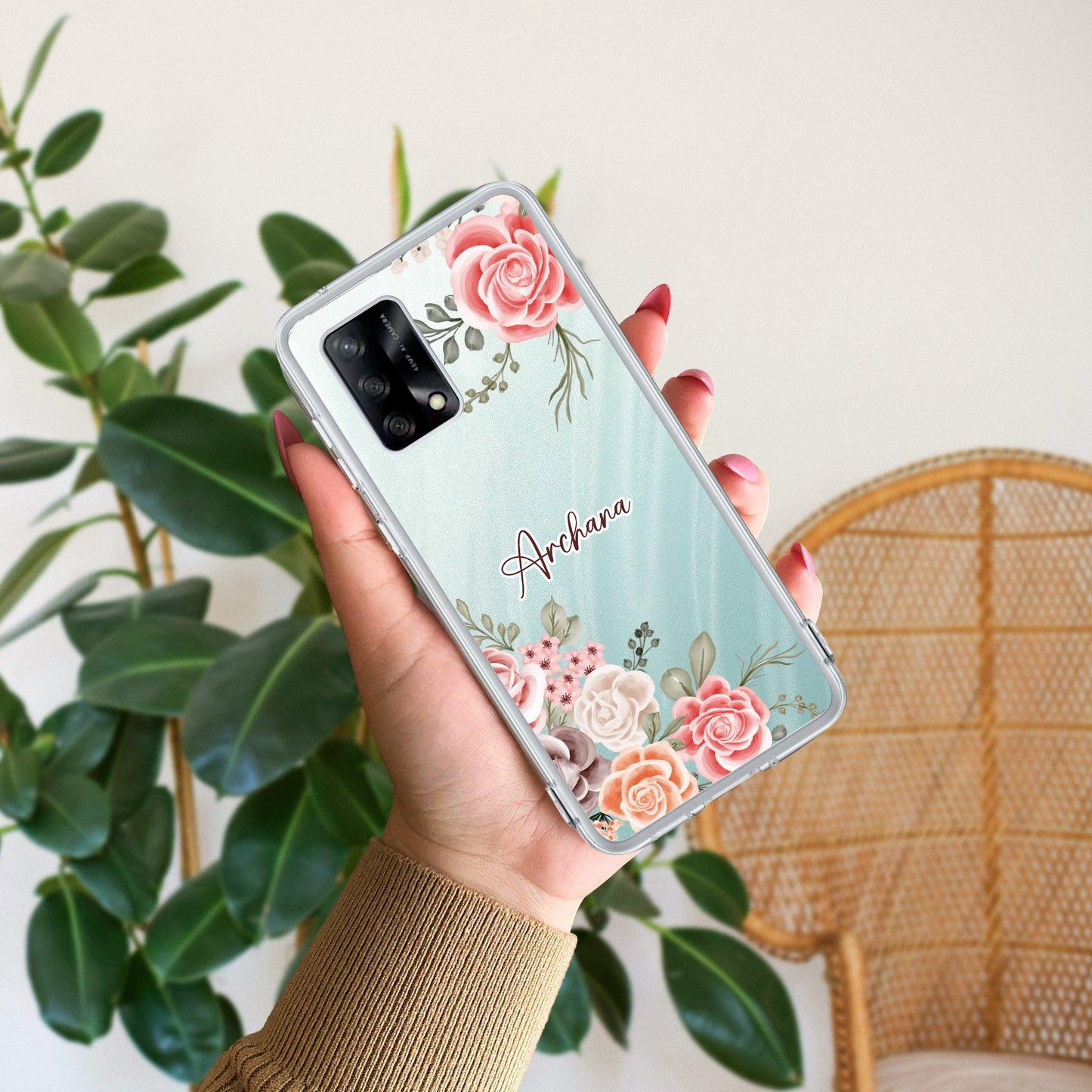 Multi Floral Customize Transparent Silicon Case For Oppo
