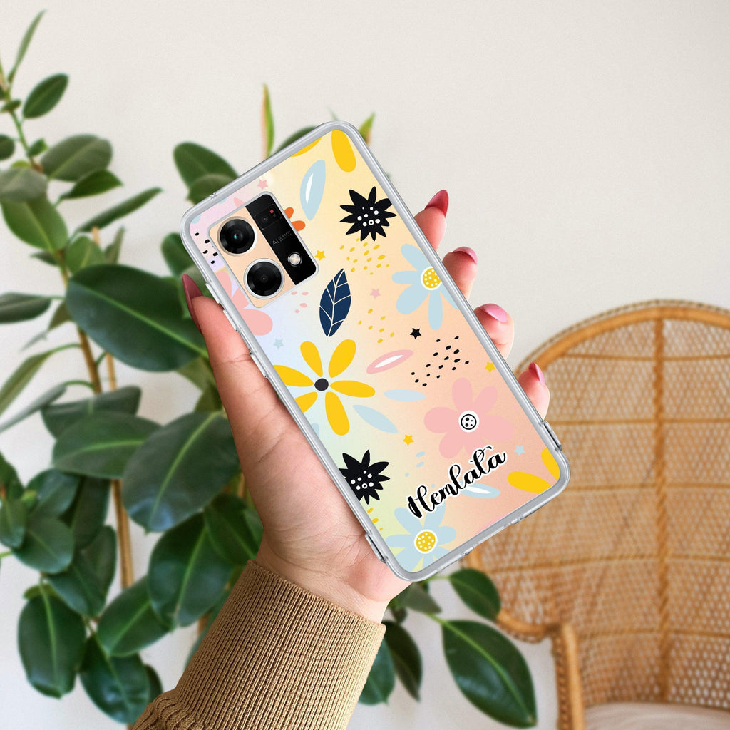 Multi Floral Customize Anti Yellow Case For Oppo Reno 7 5G