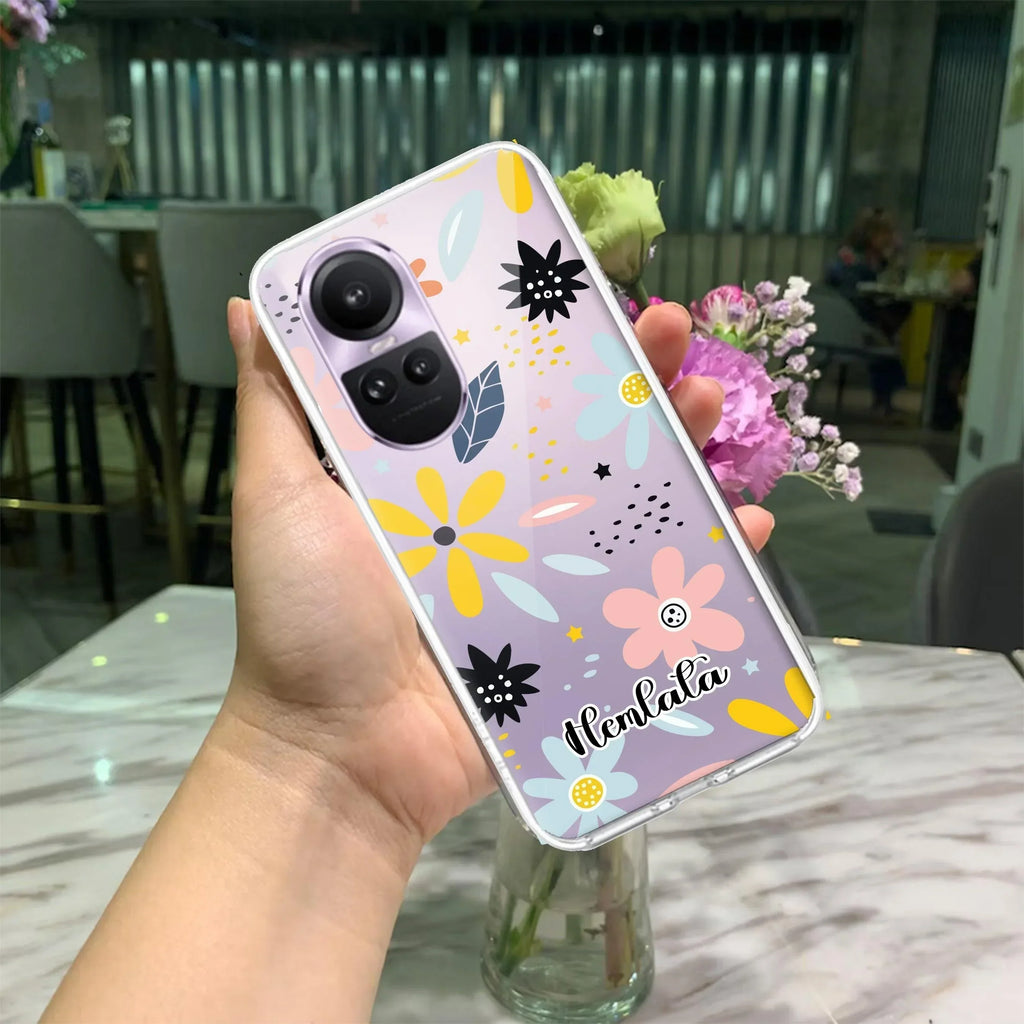 Multi Floral Customize Anti Yellow Case For Oppo Reno 10 5G