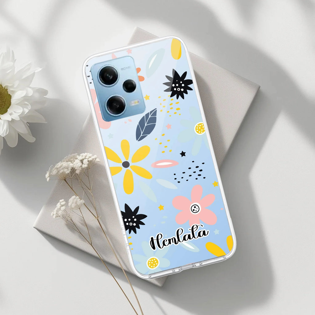 Multi Floral Customize Transparent Silicon Case For Redmi Note 14 Pro 5G