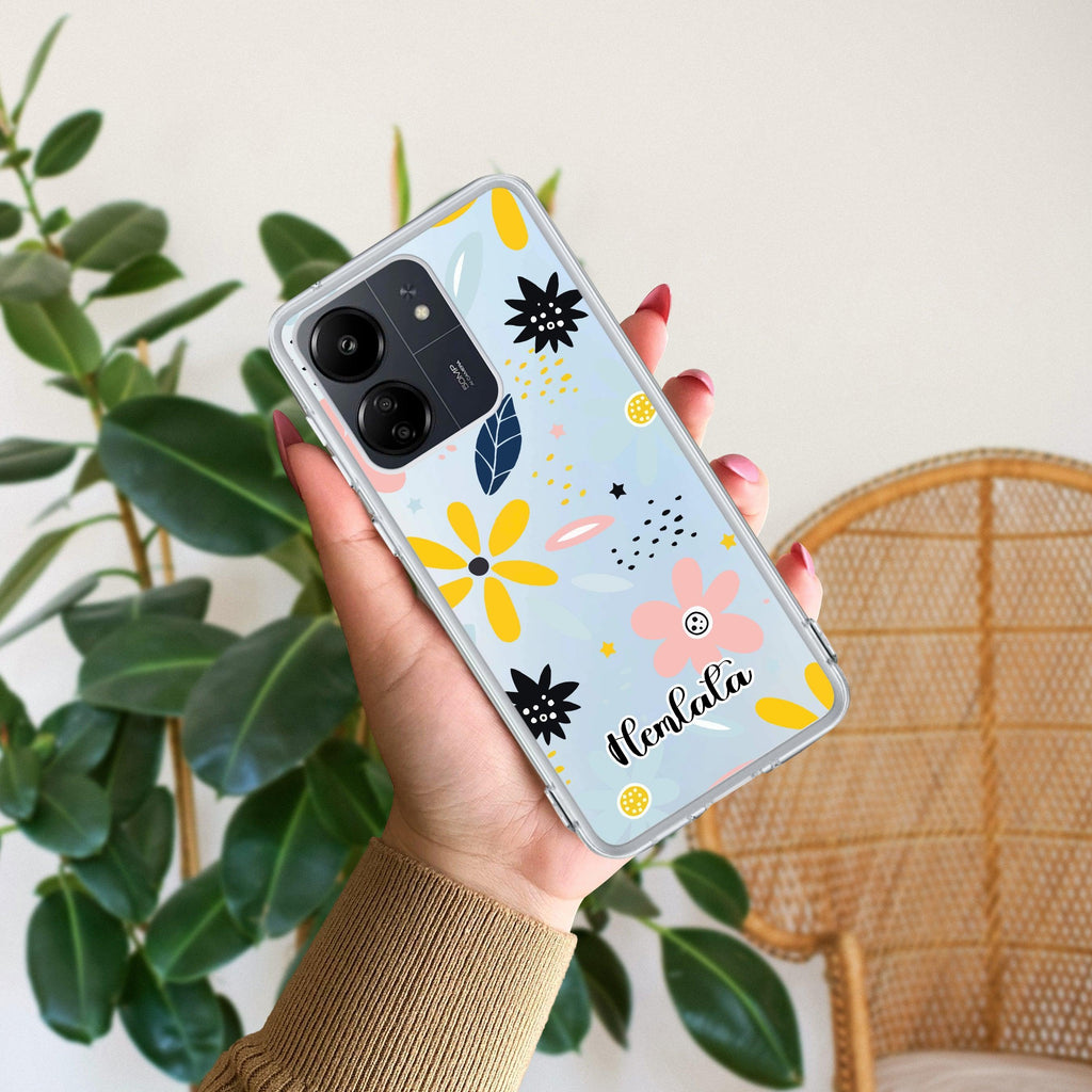 Multi Floral Customize Transparent Silicon Case For Redmi 13C 4G