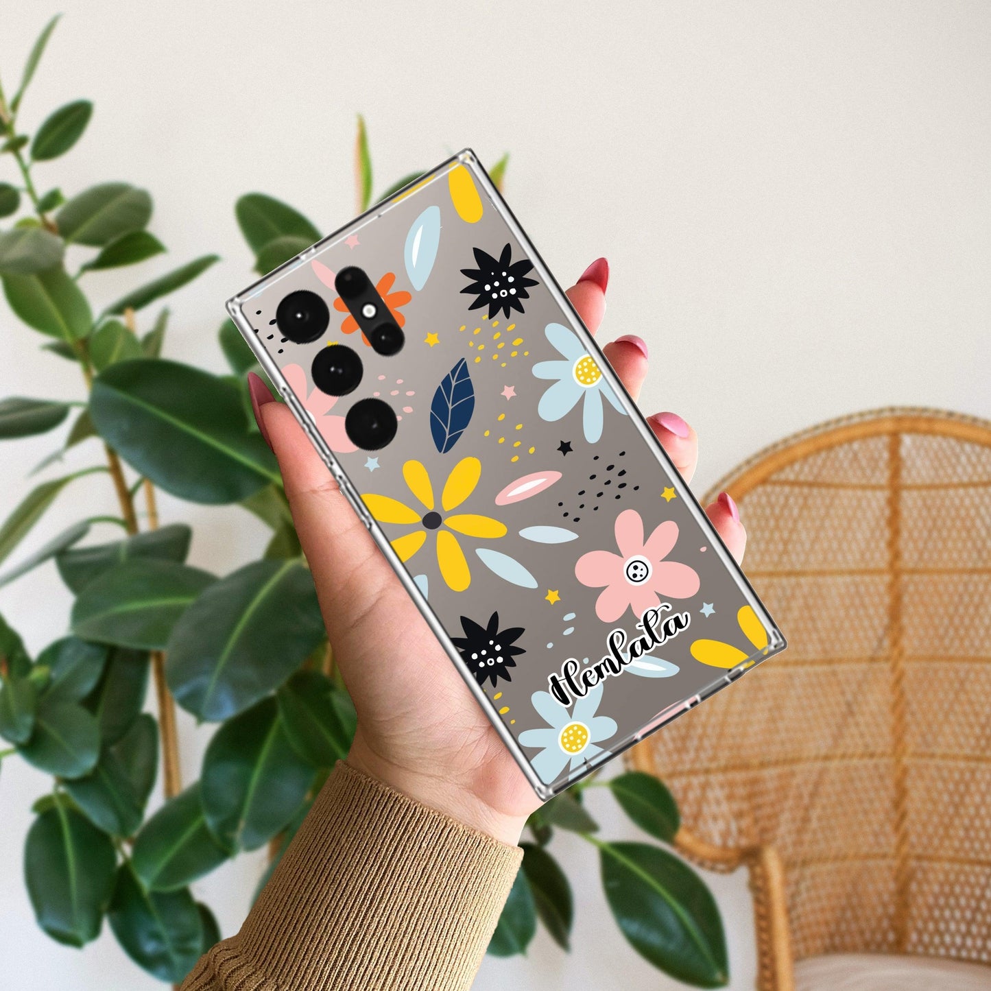 Multi Floral Customize Transparent Silicon Case For Samsung