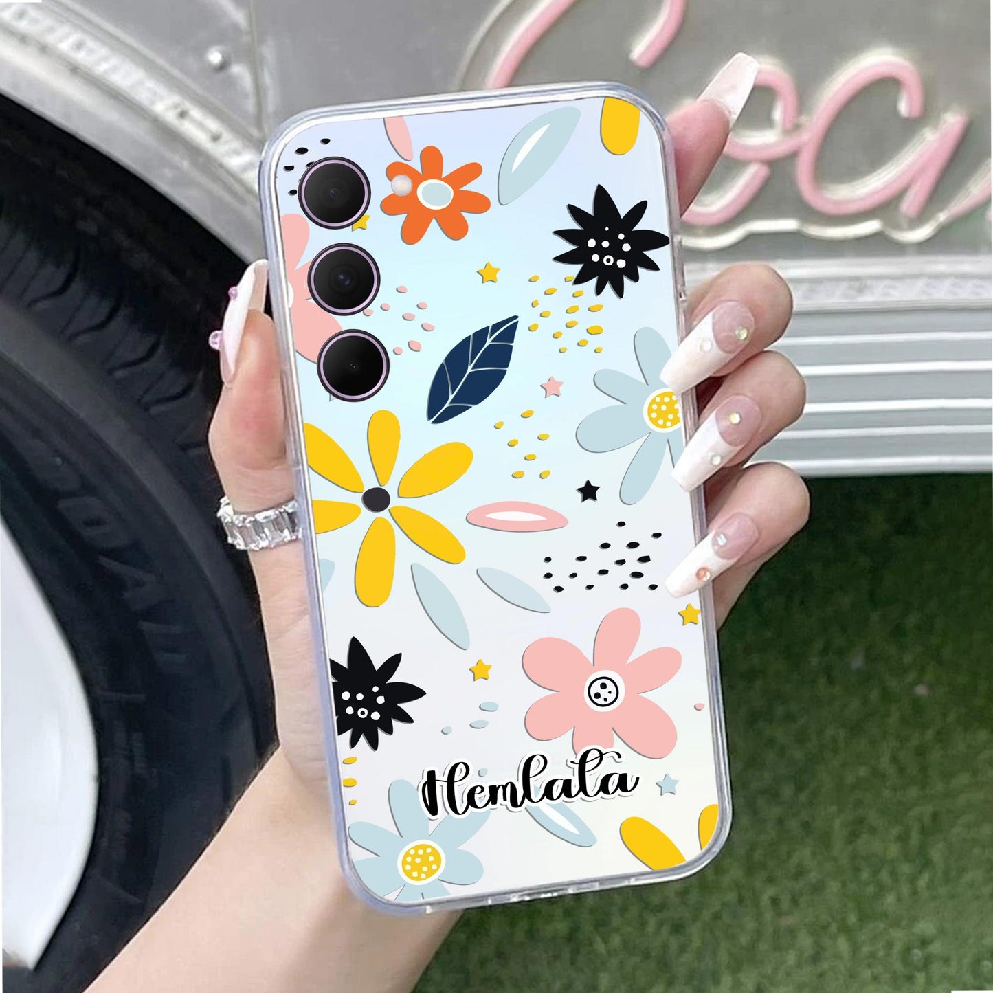 Multi Floral Customize Transparent Silicon Case For Samsung