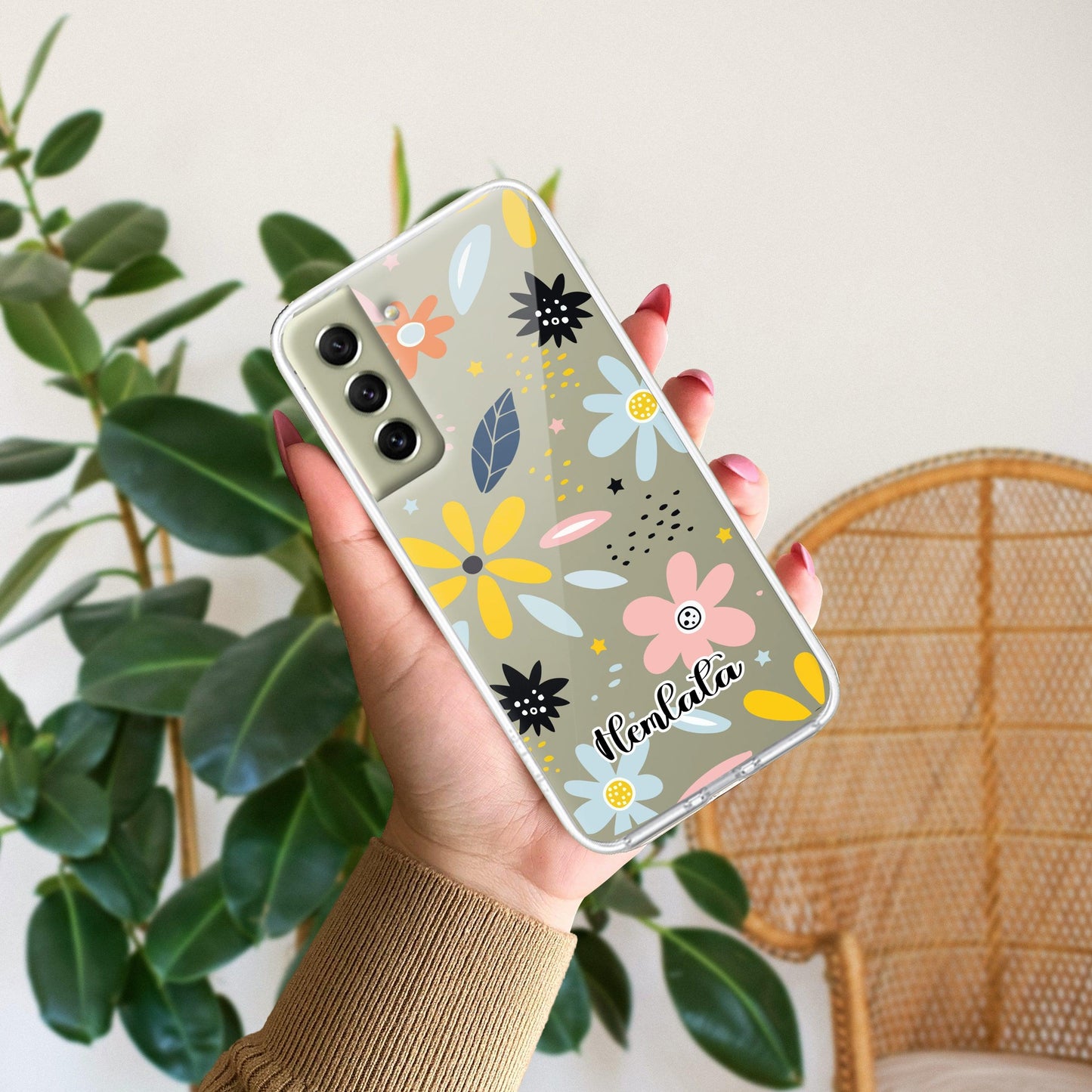 Multi Floral Customize Transparent Silicon Case For Samsung