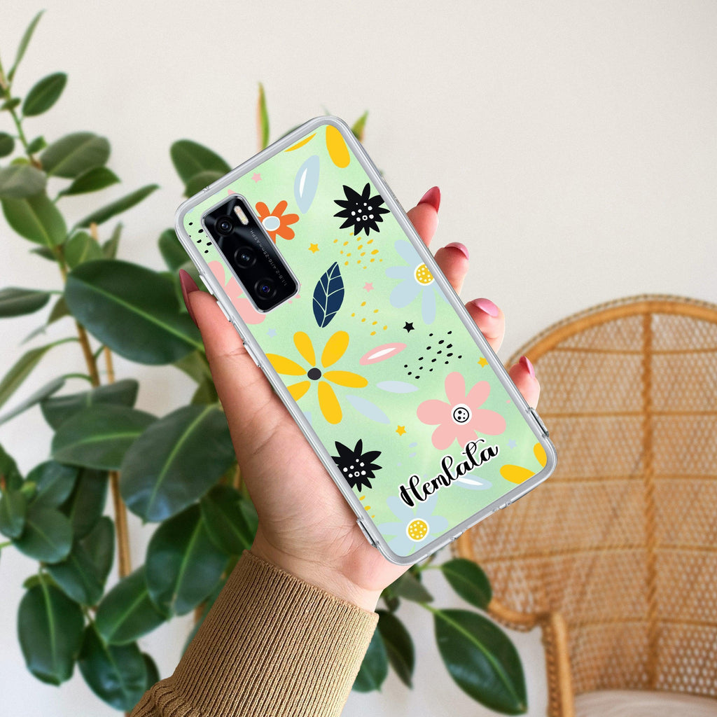 Multi Floral Customize Transparent Silicon Case For Vivo T4x 5G