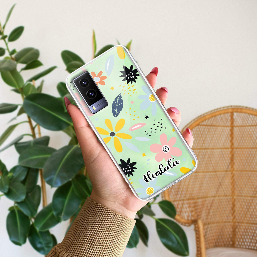 Multi Floral Customize Transparent Silicon Case For Vivo V23 5G