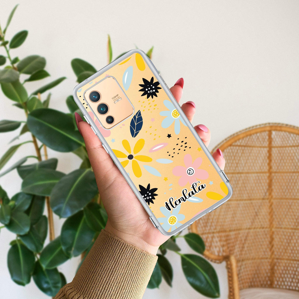 Multi Floral Customize Transparent Silicon Case For Vivo V23 Pro 5G