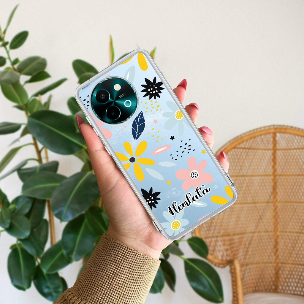 Multi Floral Customize Transparent Silicon Case For Vivo V30 Pro 5G