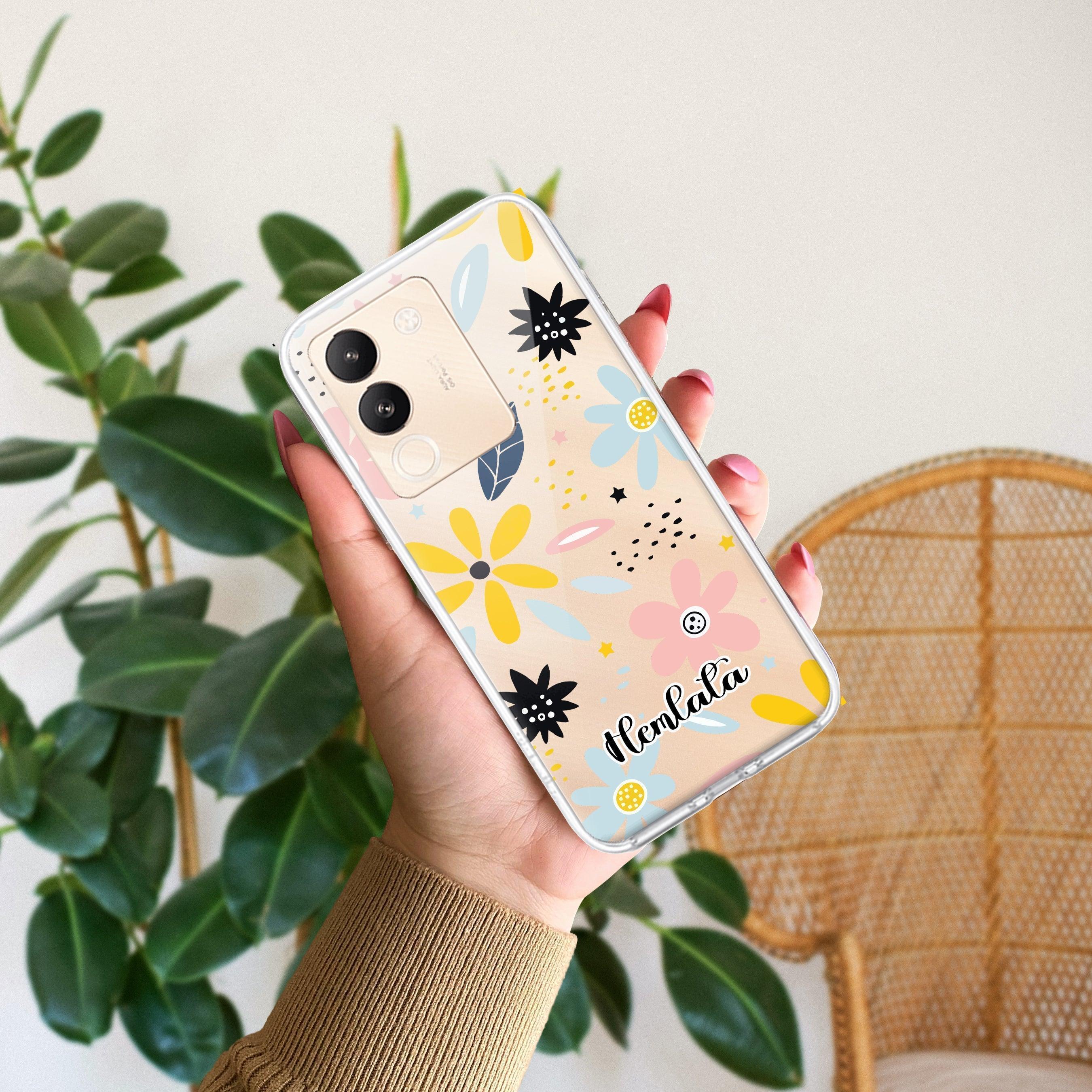 Multi Floral Customize Transparent Silicon Case For Vivo Y35