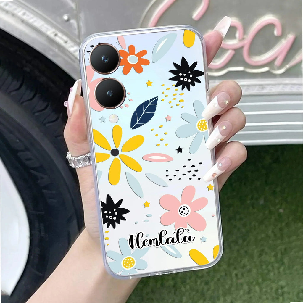 Multi Floral Customize Transparent Silicon Case For Vivo T3 5G