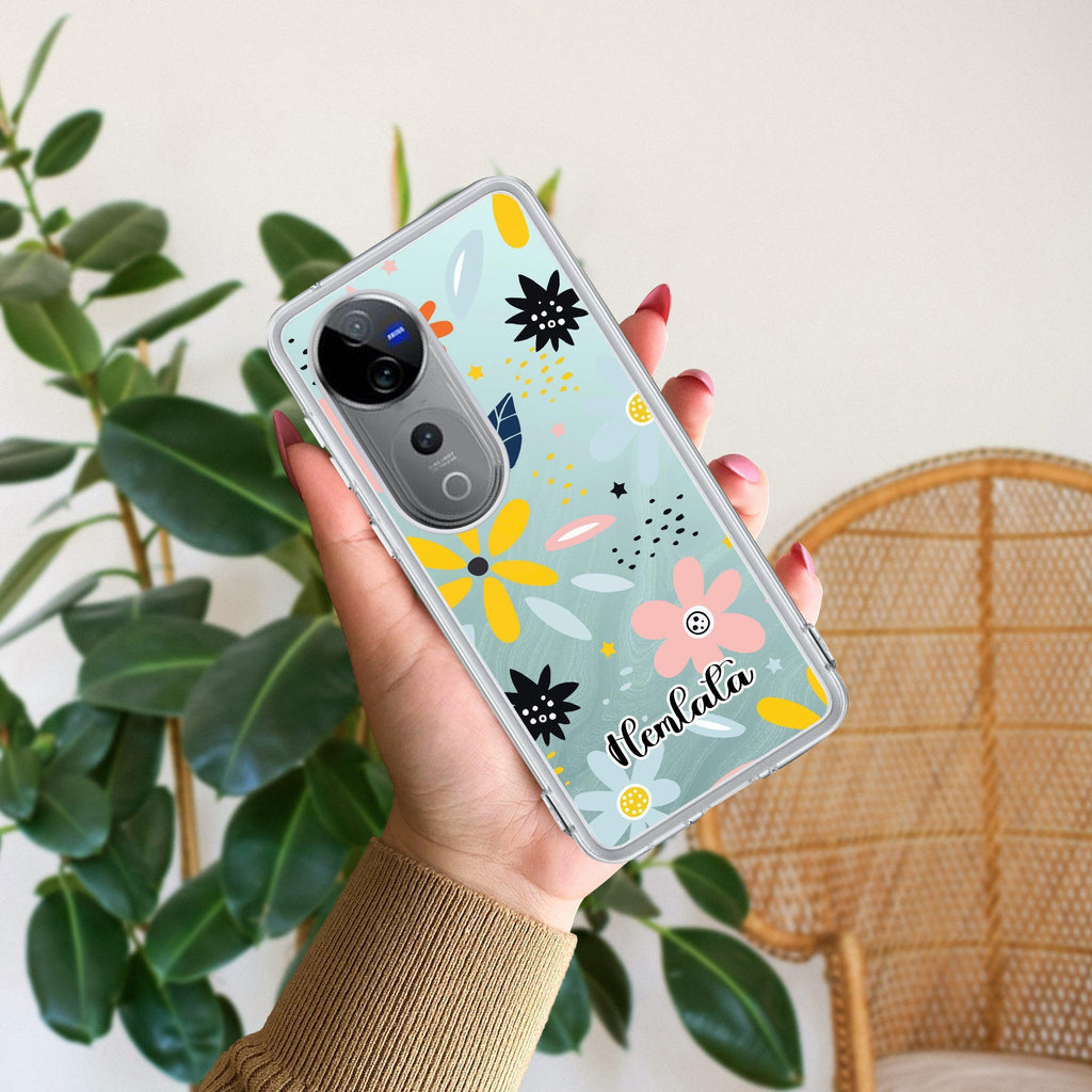 Multi Floral Customize Transparent Silicon Case For Vivo Y200e 5G
