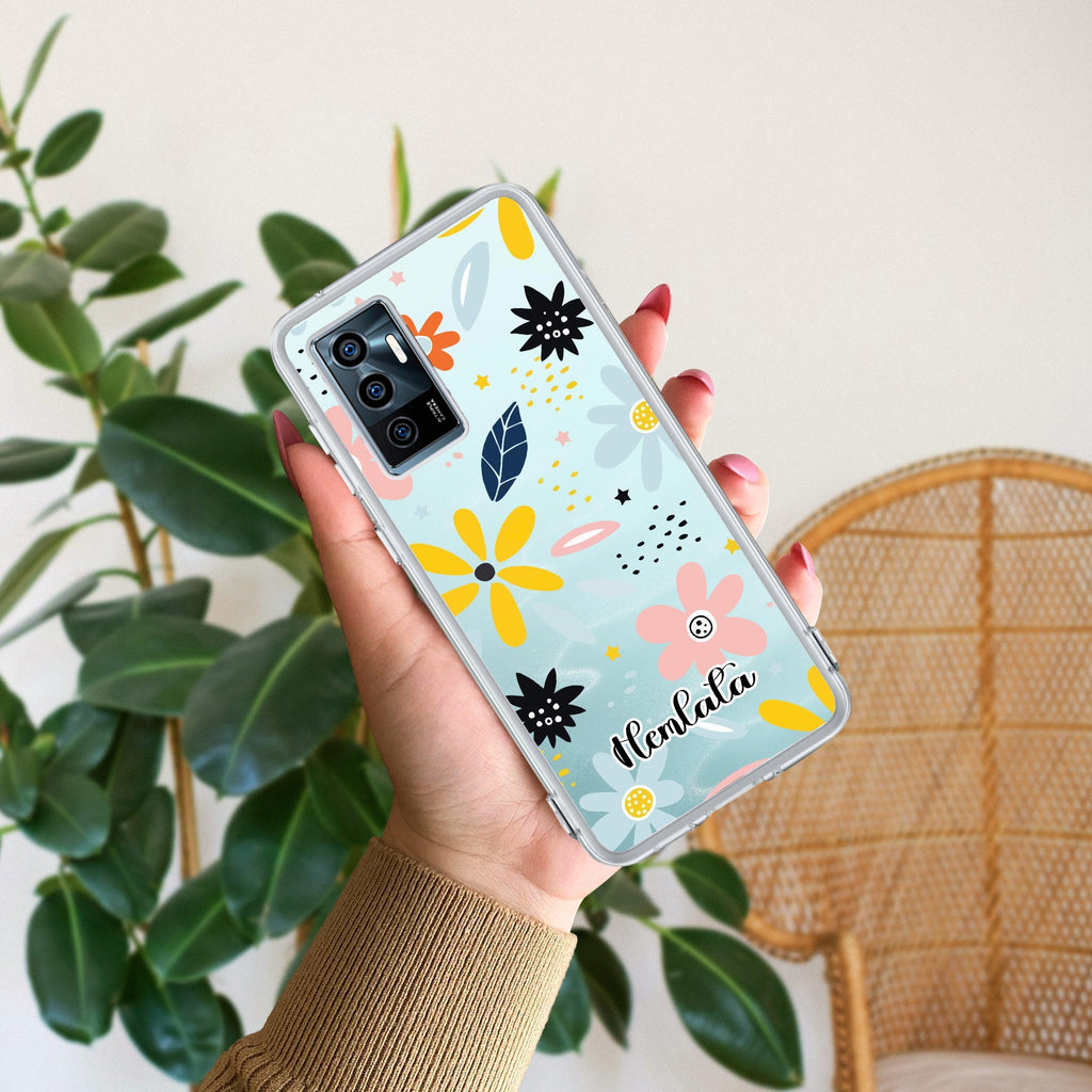 Multi Floral Customize Transparent Silicon Case For Vivo Y75 4G