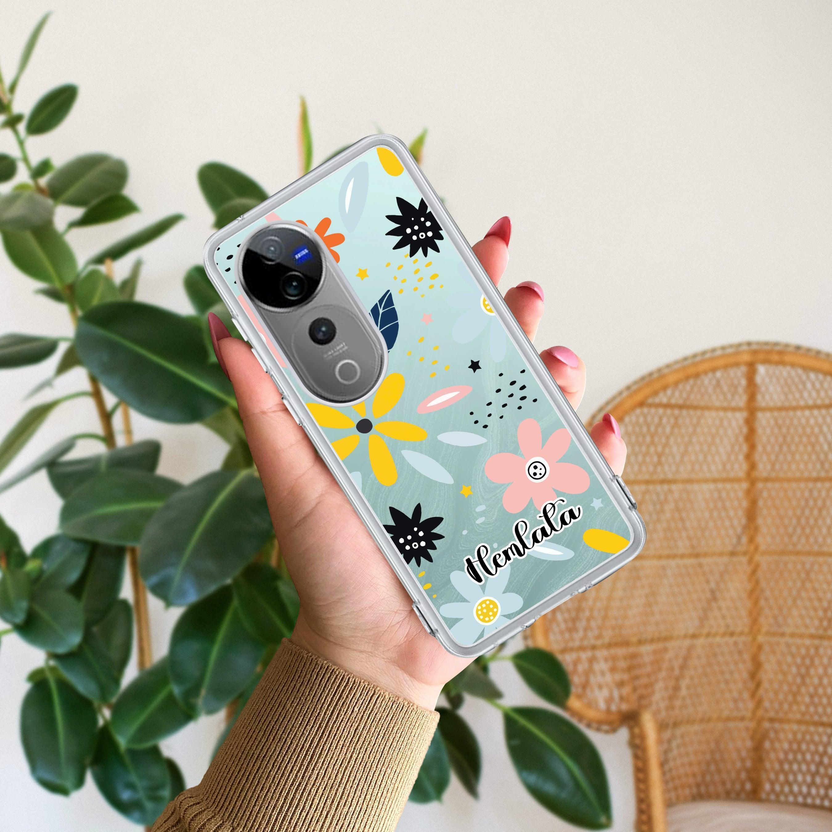 Multi Floral Customize Transparent Silicon Case For Vivo T1 5G
