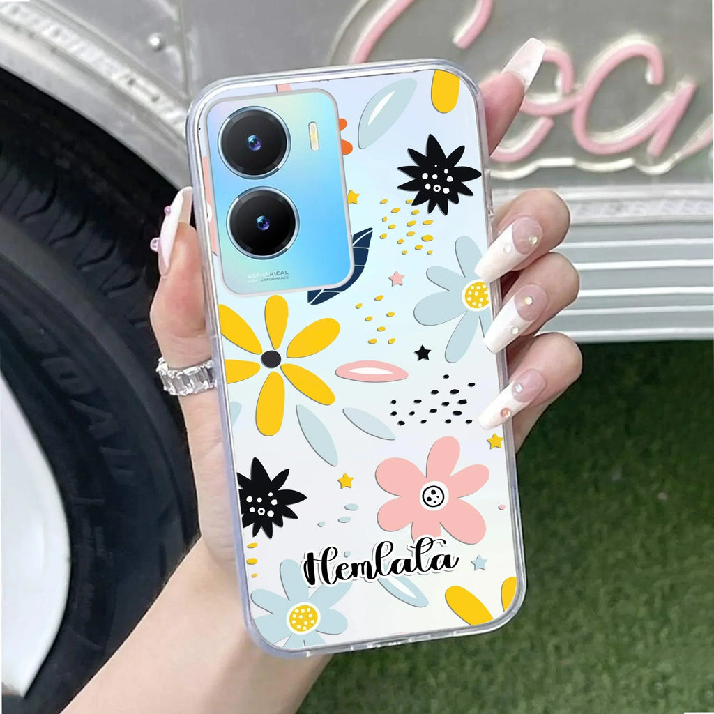 Multi Floral Customize Transparent Silicon Case For Vivo T2 Pro 5G